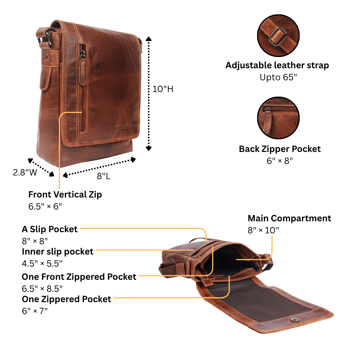 Knox Crossbody Chestnut - Minori Leather