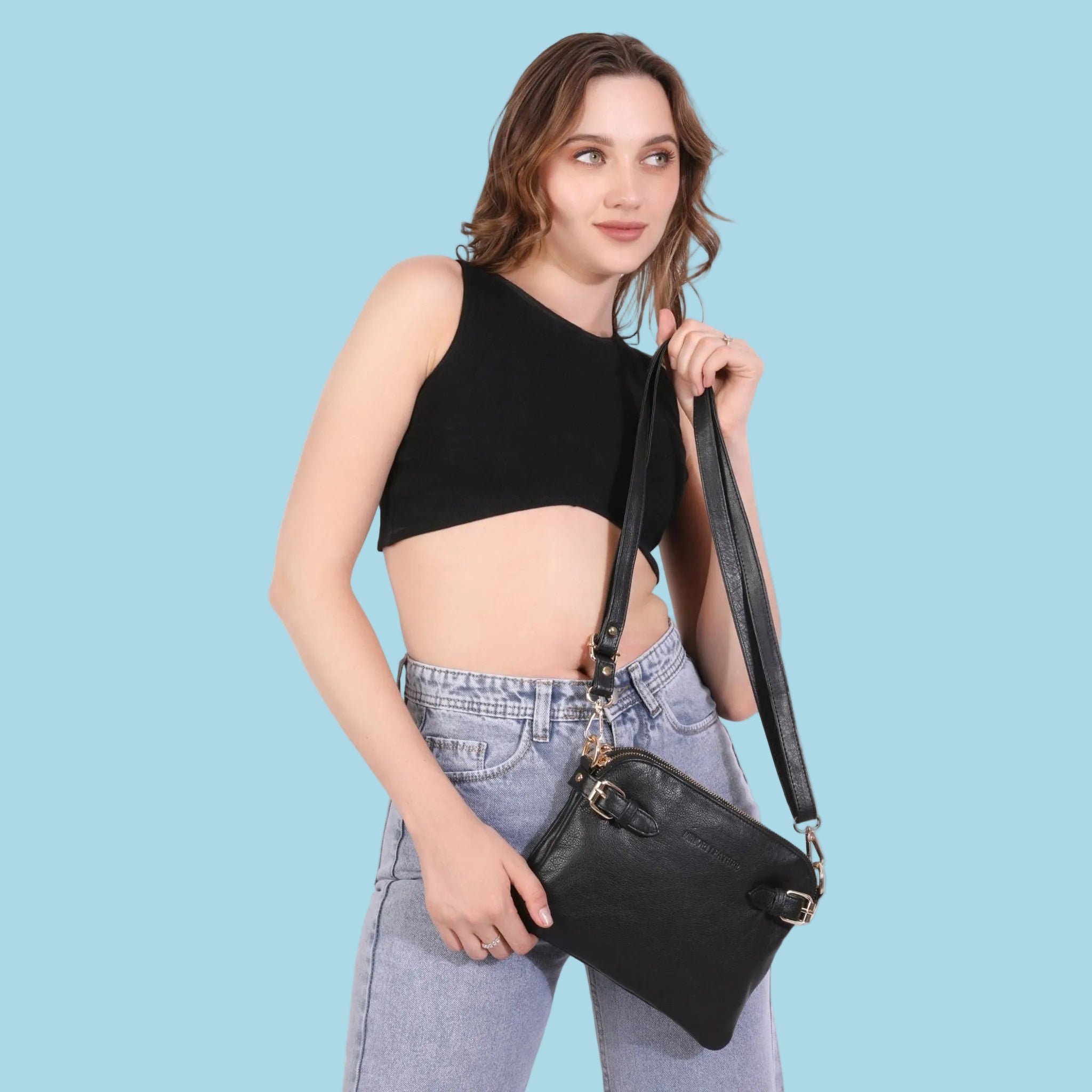 Sofia Crossbody Wristlet Black - Minori Leather