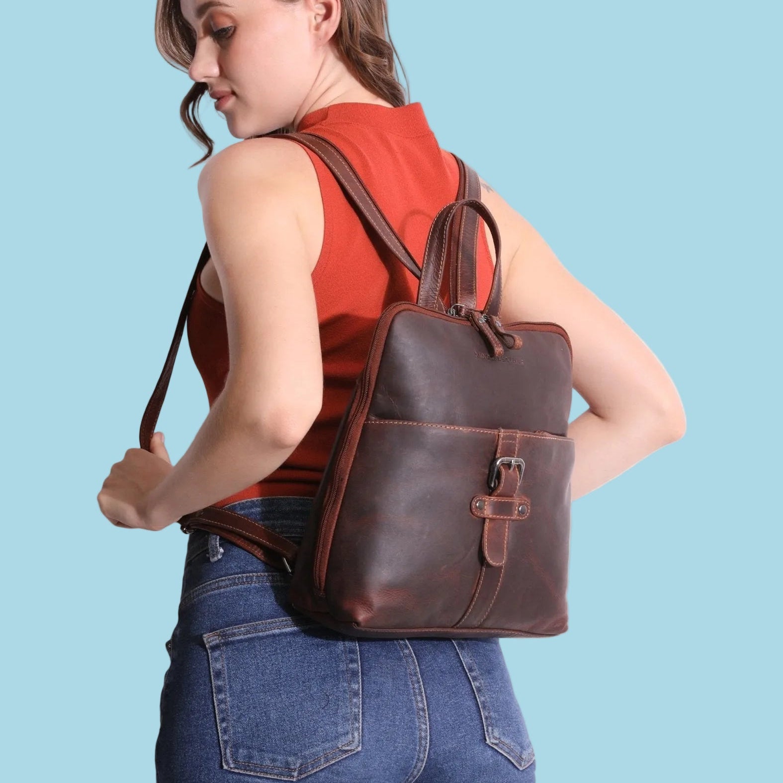 Isla Everyday Backpack Chestnut - Minori Leather