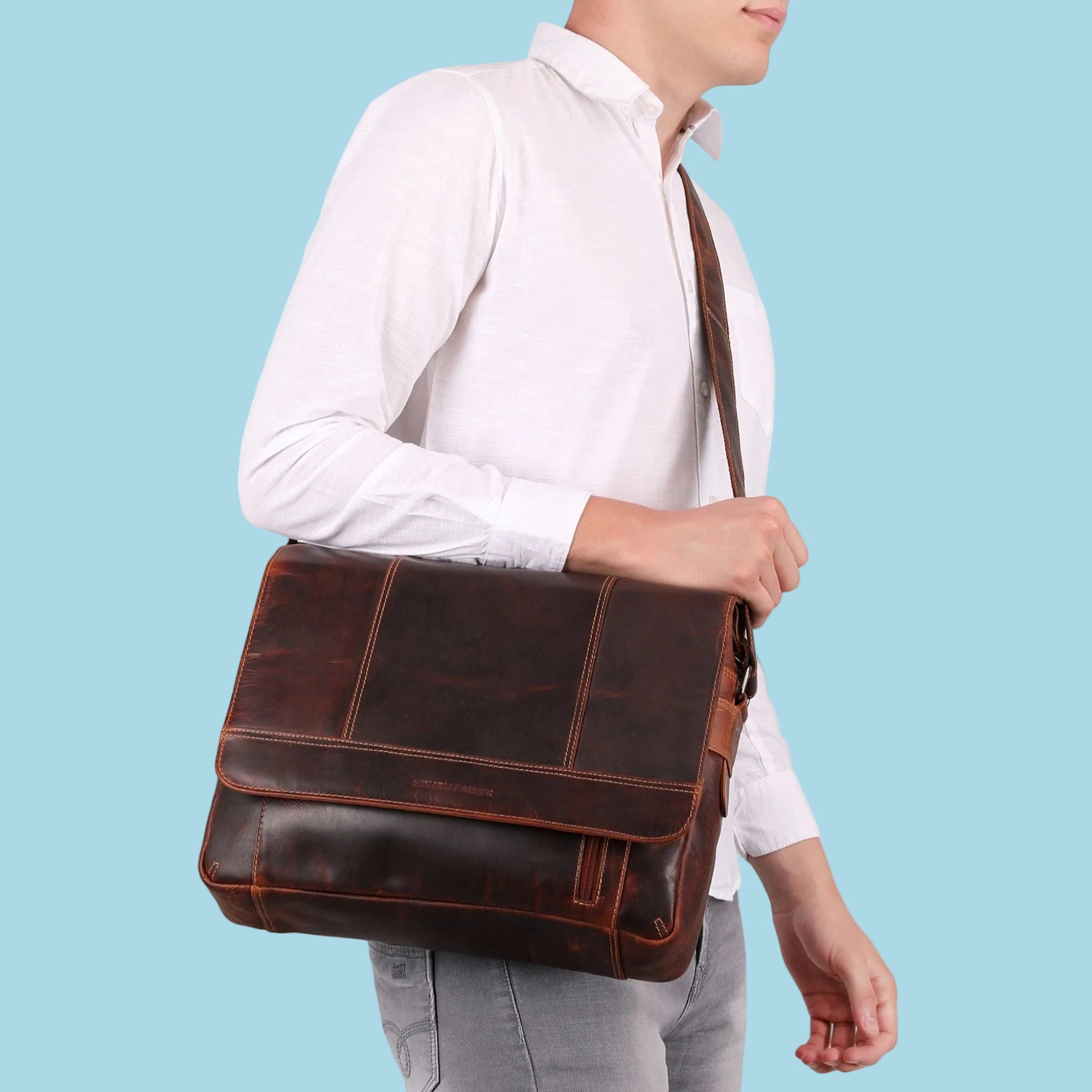 Jordan Messenger 15.6" Chestnut - Minori Leather