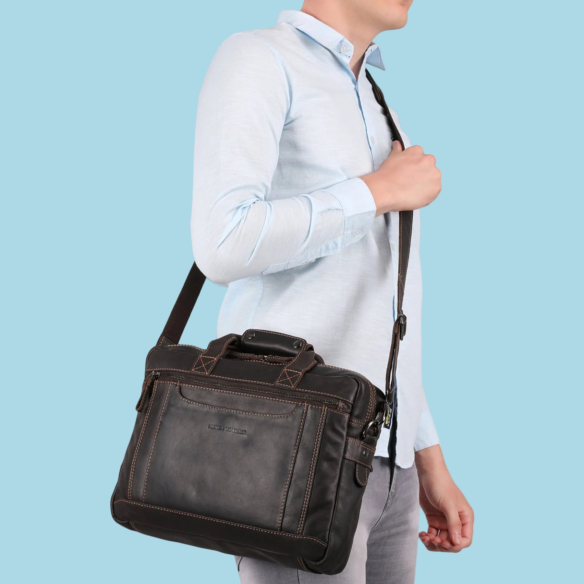 Seattle Briefcase 14" Chestnut - Minori Leather