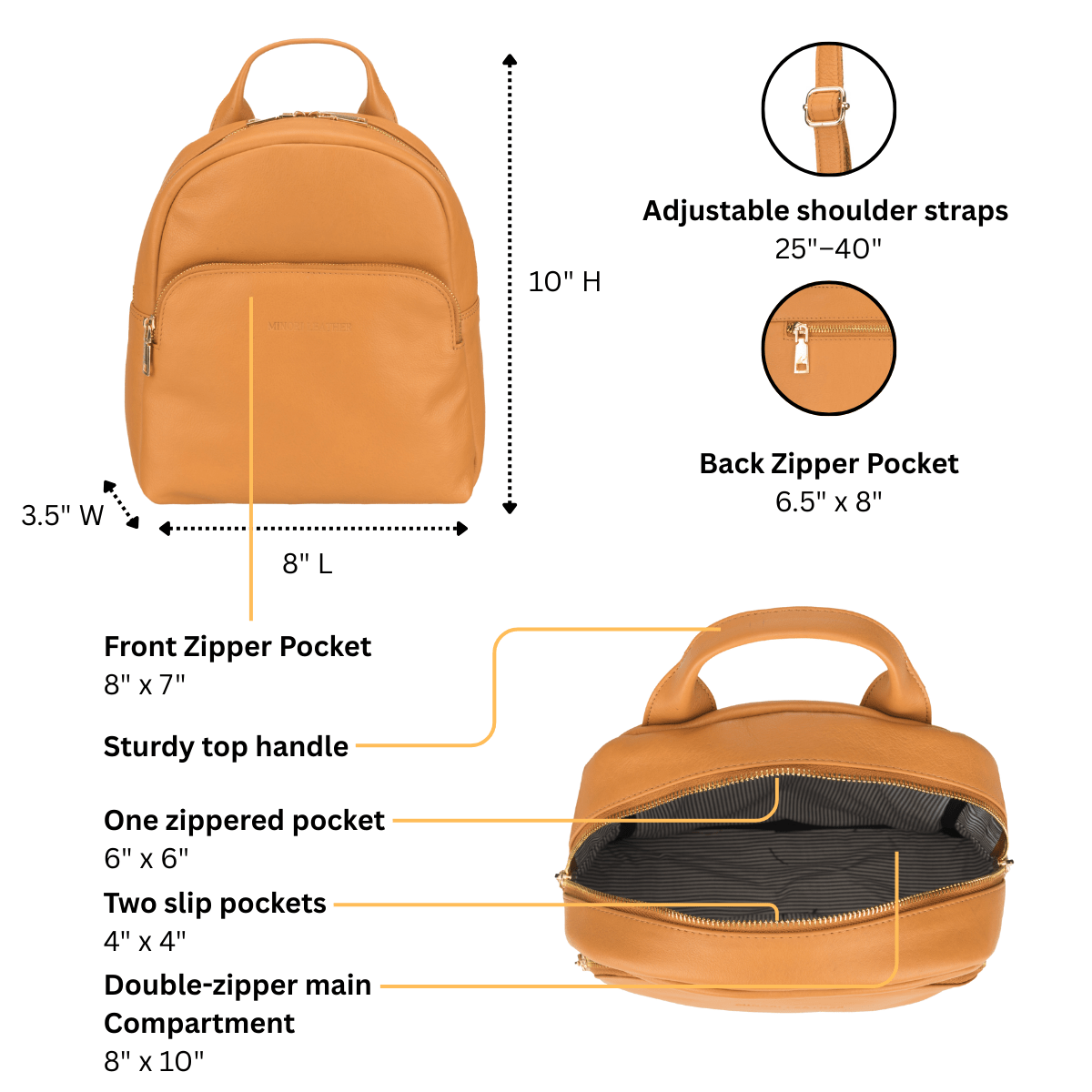 Madison Backpack Tan - Minori Leather