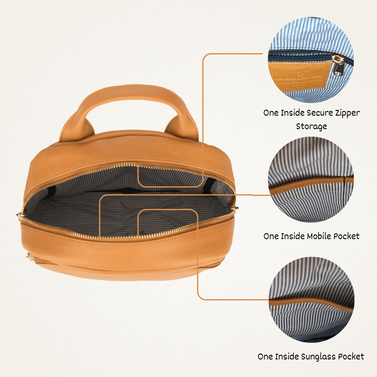 Madison Backpack Tan - Minori Leather