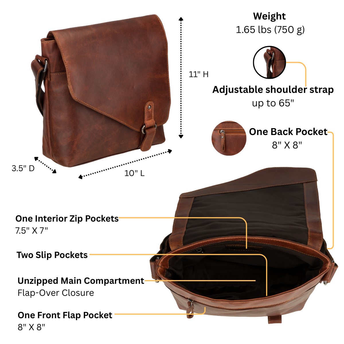Noah Messenger Bag Chestnut