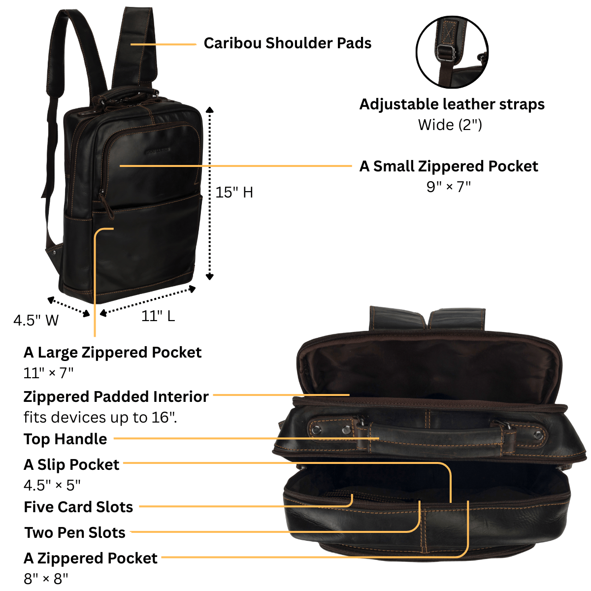 Orlando Backpack 16" Brown - Minori Leather