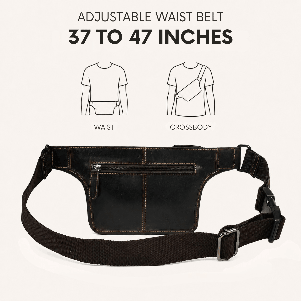 Osaka Leather Belt Bag – Unisex – Brown - Minori Leather
