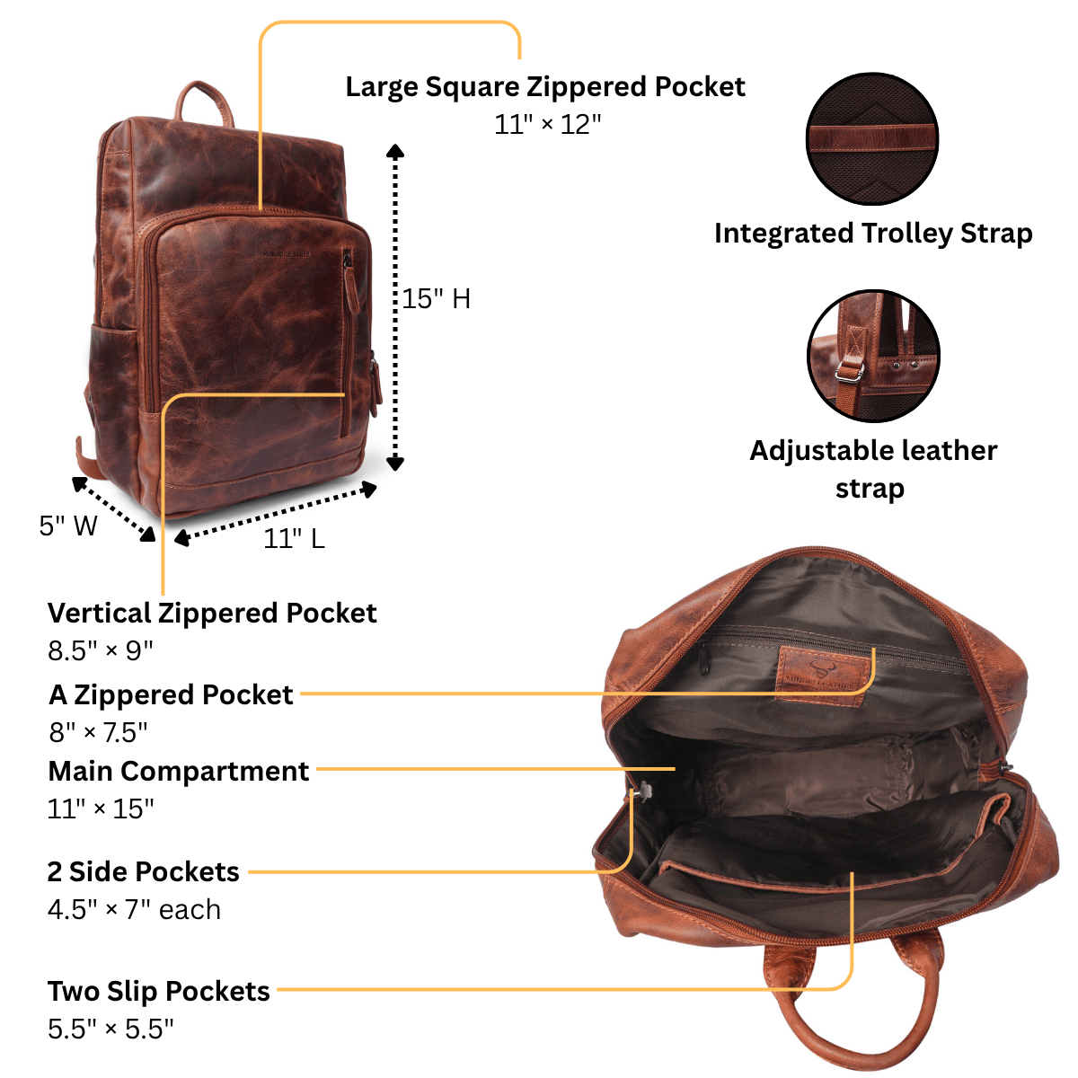 Oslo Backpack Chestnut - Minori Leather