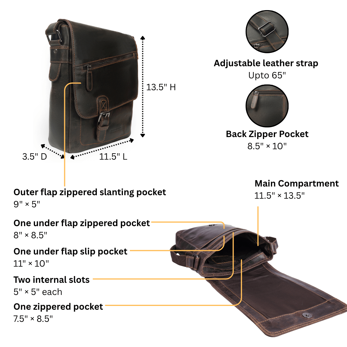 Raleigh Messenger Brown - Minori Leather