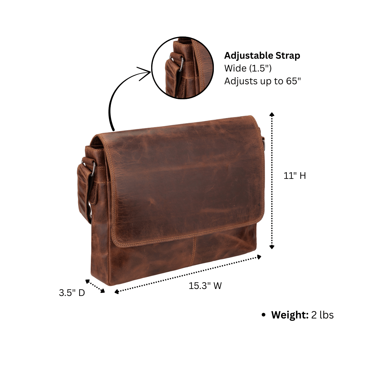 Richmond Messenger 16" Chestnut - Minori Leather