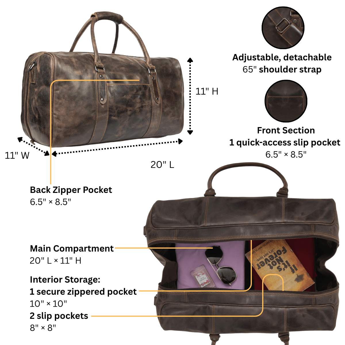 Riley Duffle Brown - Minori Leather