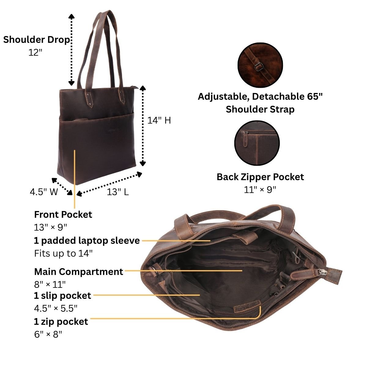 Rowan Tote Brown - Minori Leather