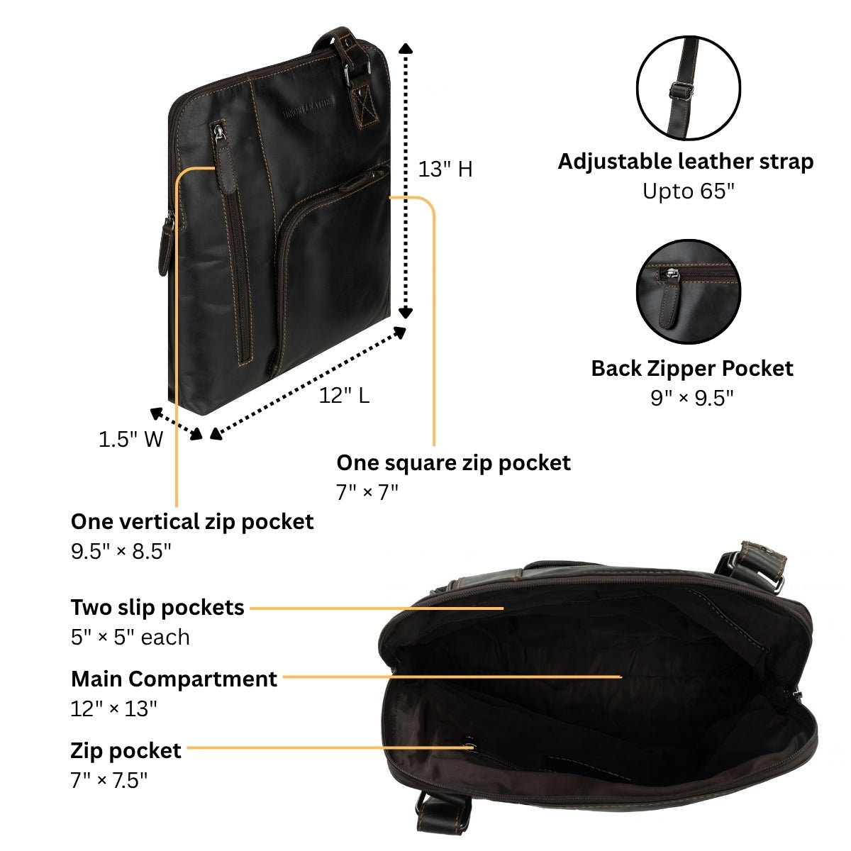 Ryder Leather Shoulder Bag – Unisex – Brown - Minori Leather