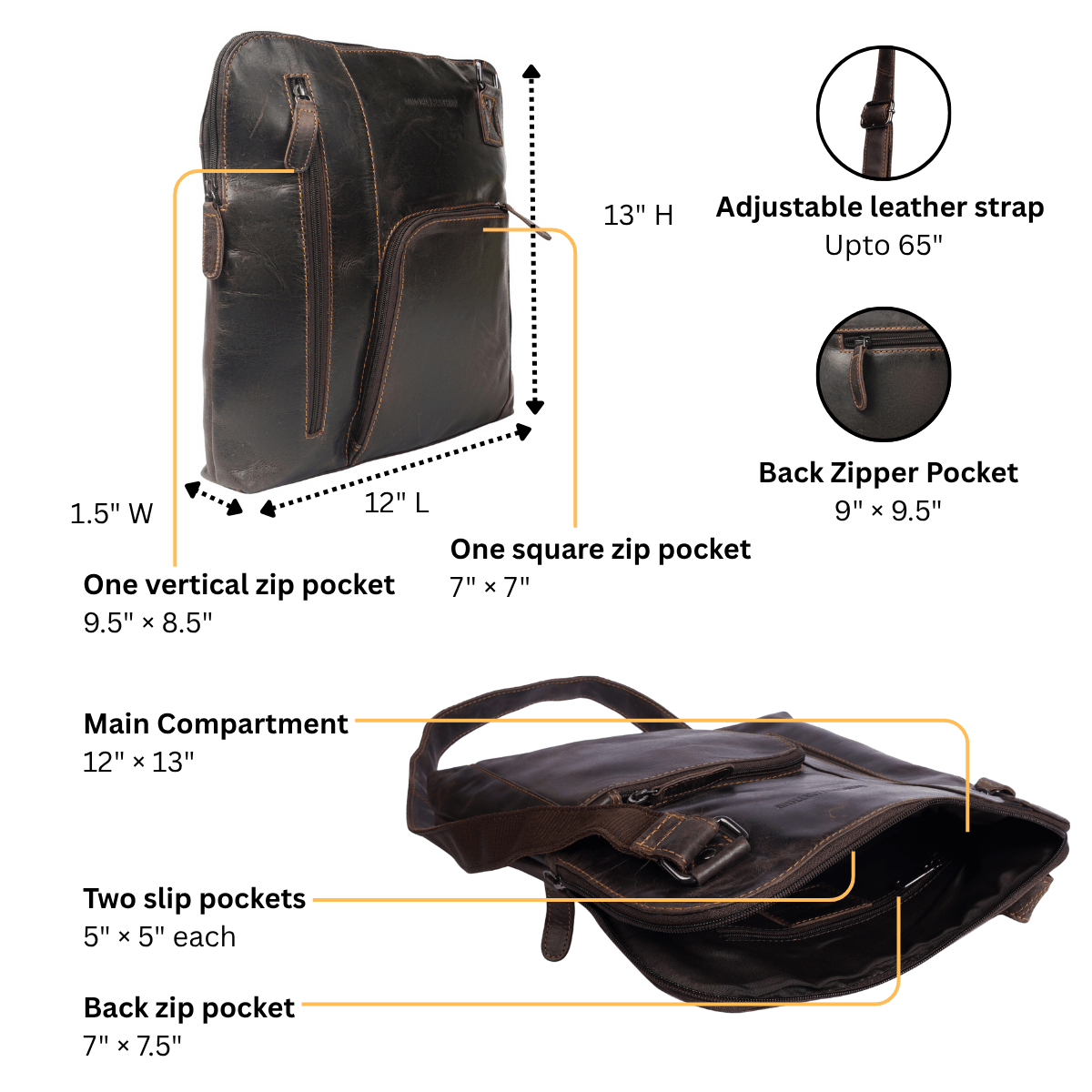 Ryder Shoulder Brown - Minori Leather