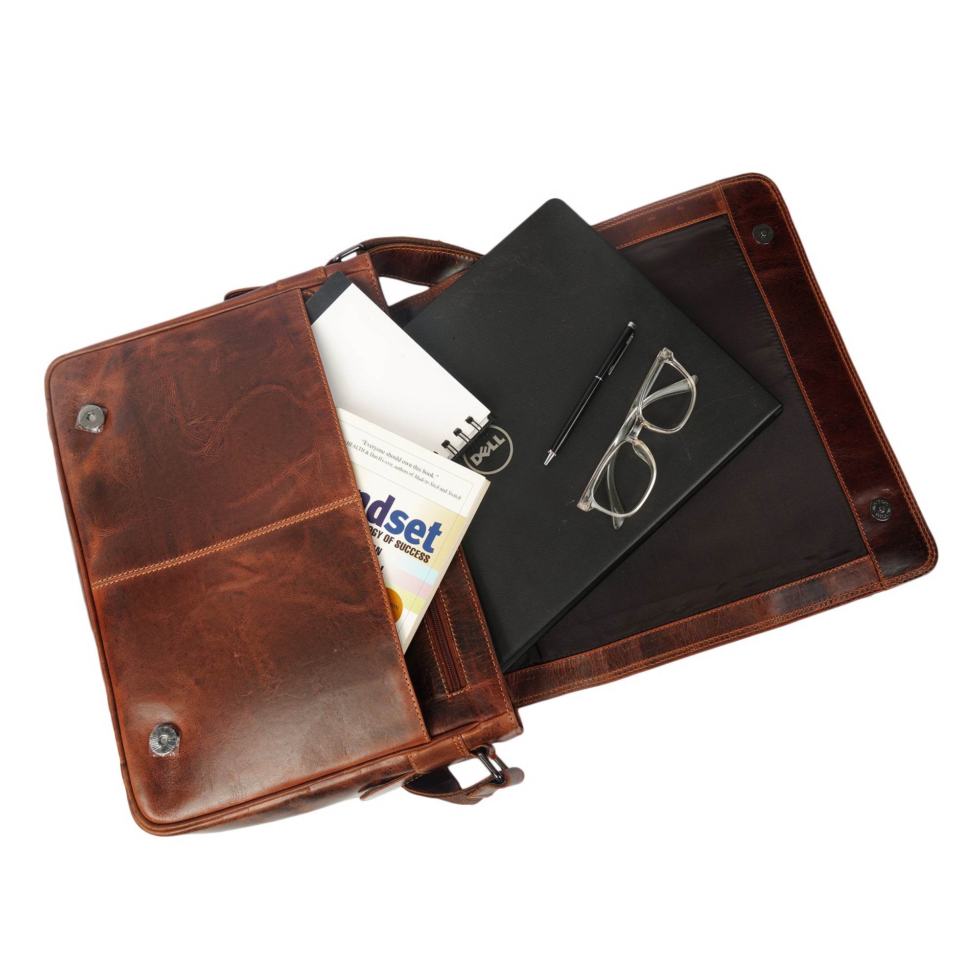 William Leather Messenger Bag 15" – Unisex – Brown - Minori Leather