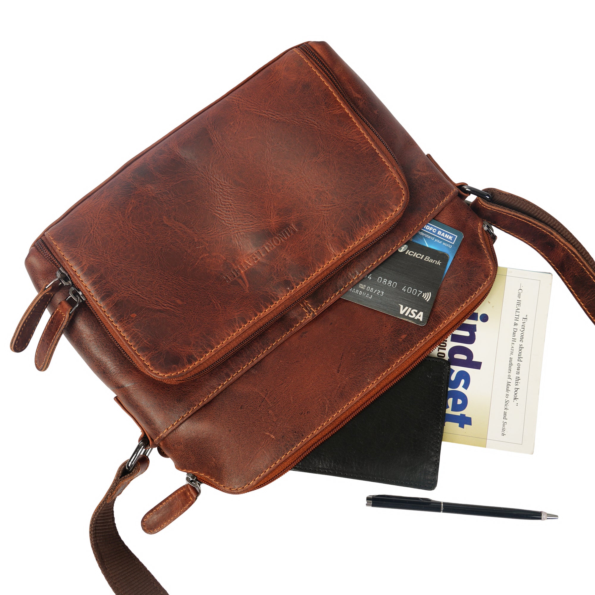 Siena Leather Crossbody Bag – Unisex - Minori Leather