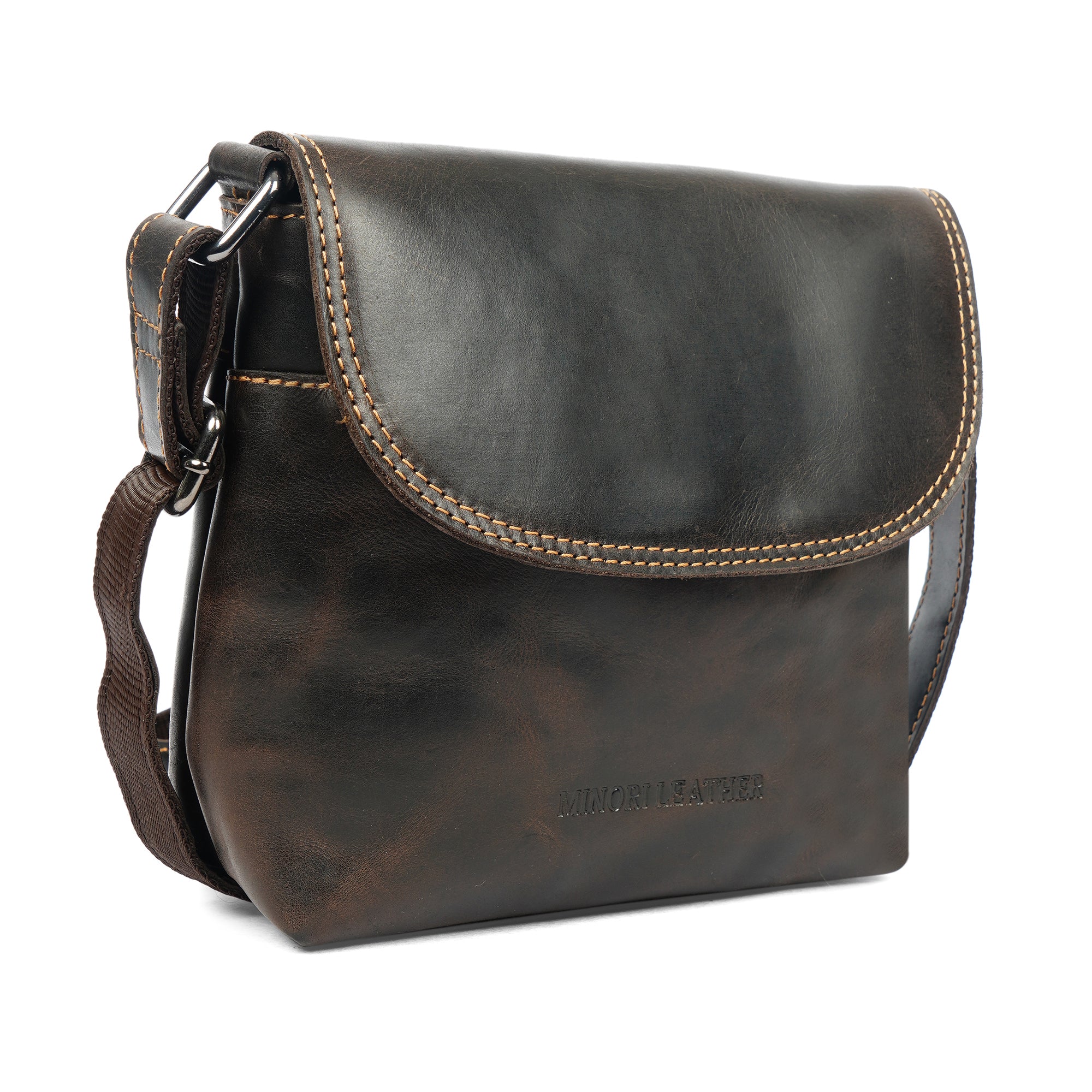 Metro Leather Crossbody Bag in Brown - Minori Leather