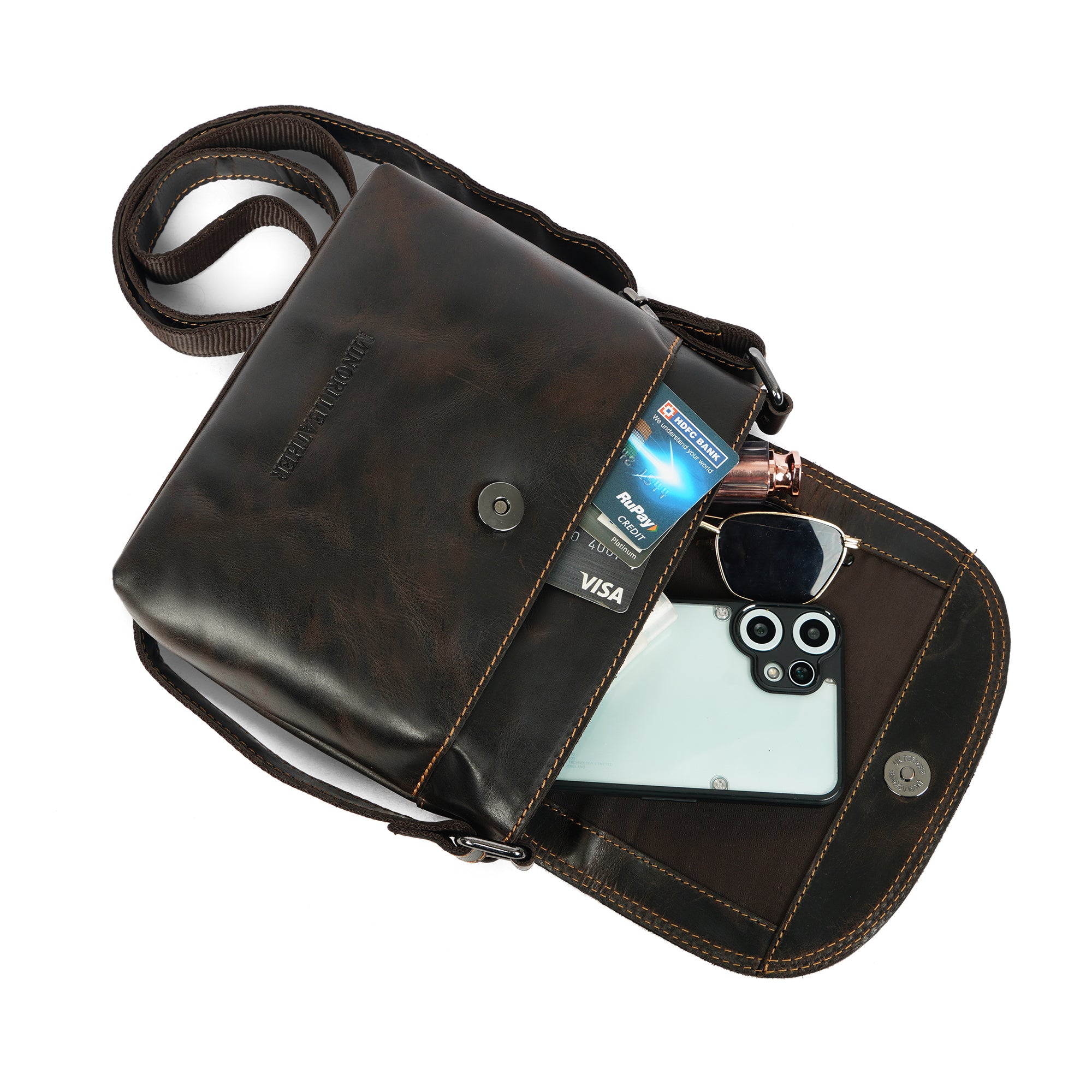 Metro Leather Crossbody Bag in Brown - Minori Leather