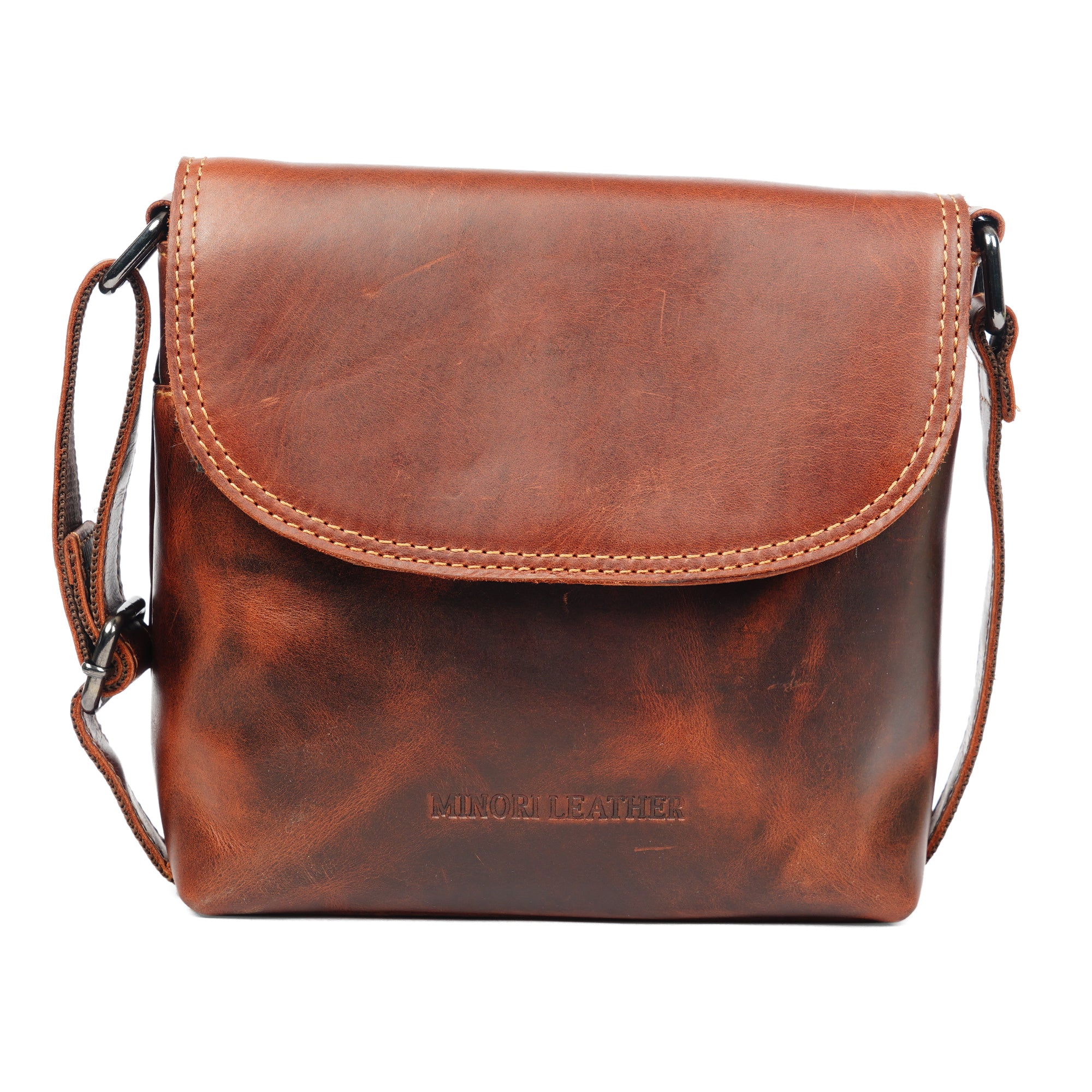 Metro Leather Crossbody Bag in Chestnut - Minori Leather