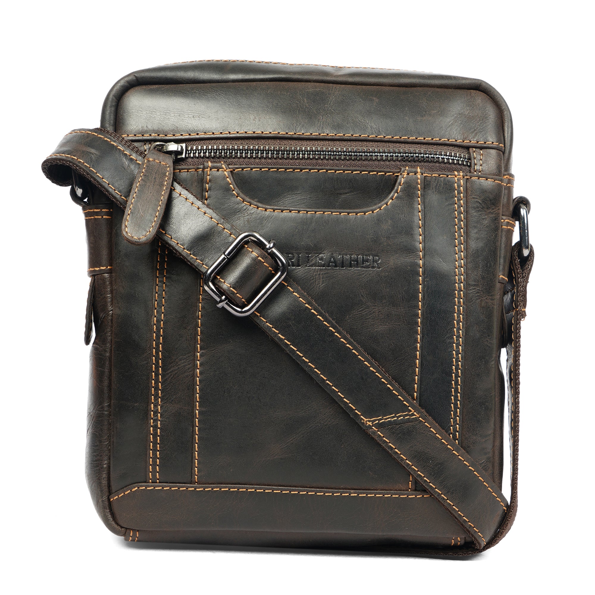 Asheville Leather Messenger Bag – Unisex – Brown - Minori Leather