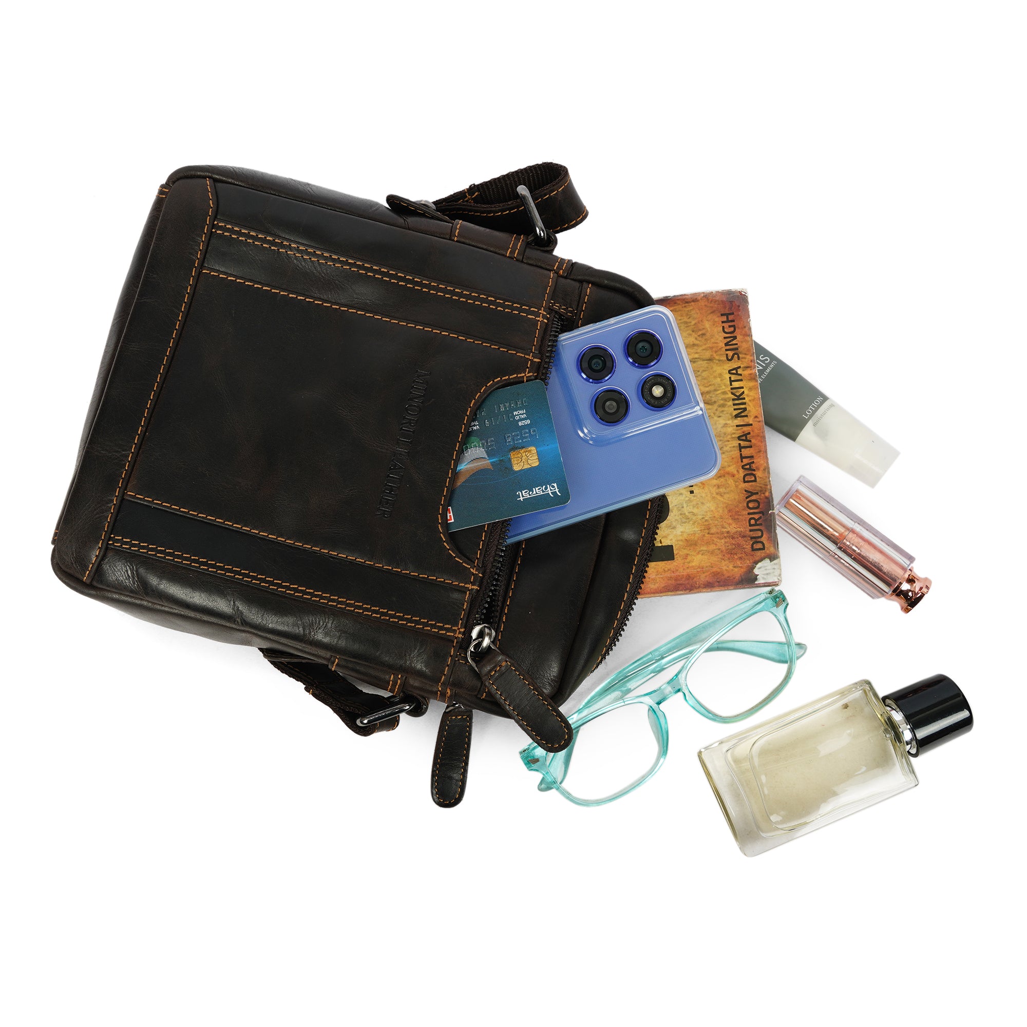 Asheville Leather Messenger Bag – Unisex – Brown - Minori Leather