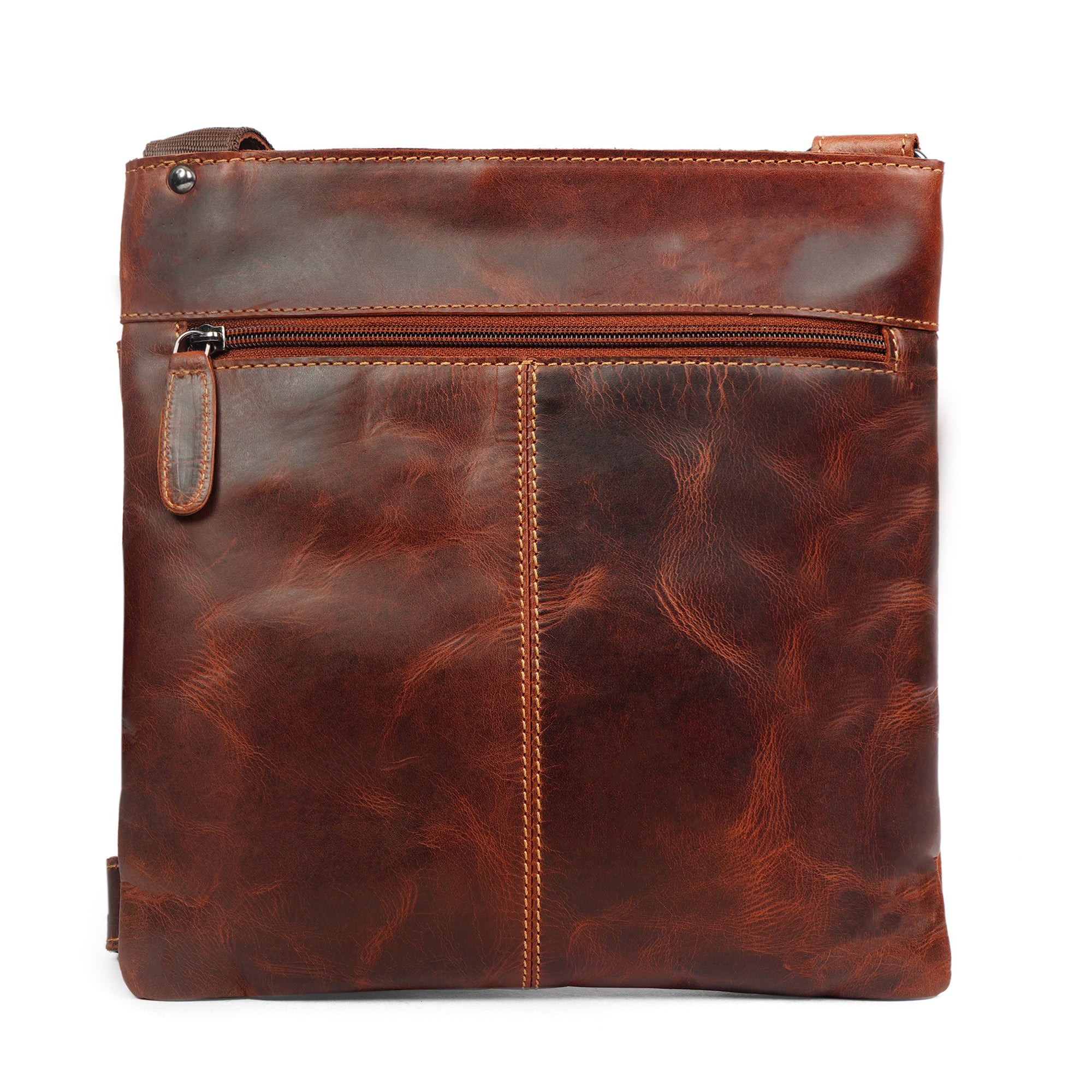 Carter Slim Leather Crossbody Bag in Chestnut - Minori Leather