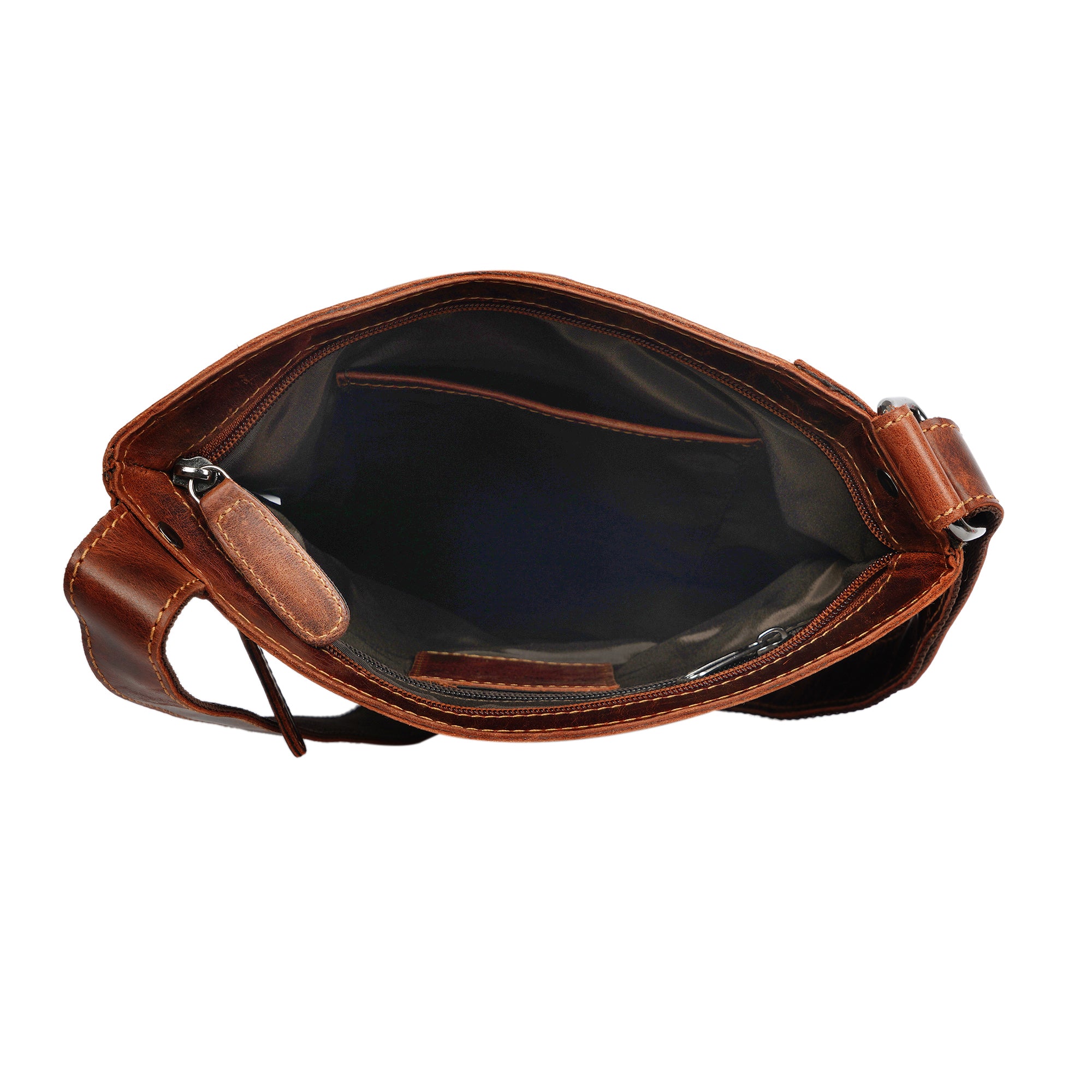 Carter Slim Leather Crossbody Bag in Chestnut - Minori Leather