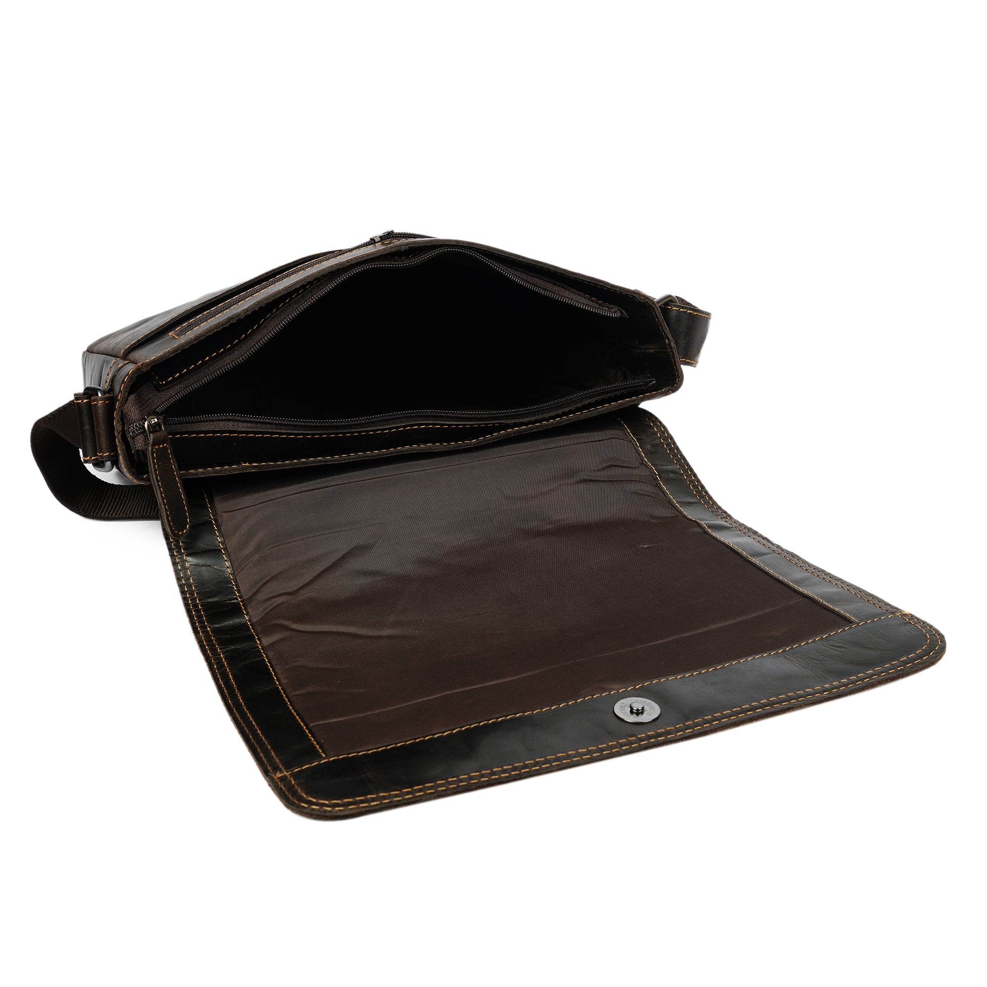 Austin Leather Mini Messenger Bag 11" – Unisex – Brown - Minori Leather