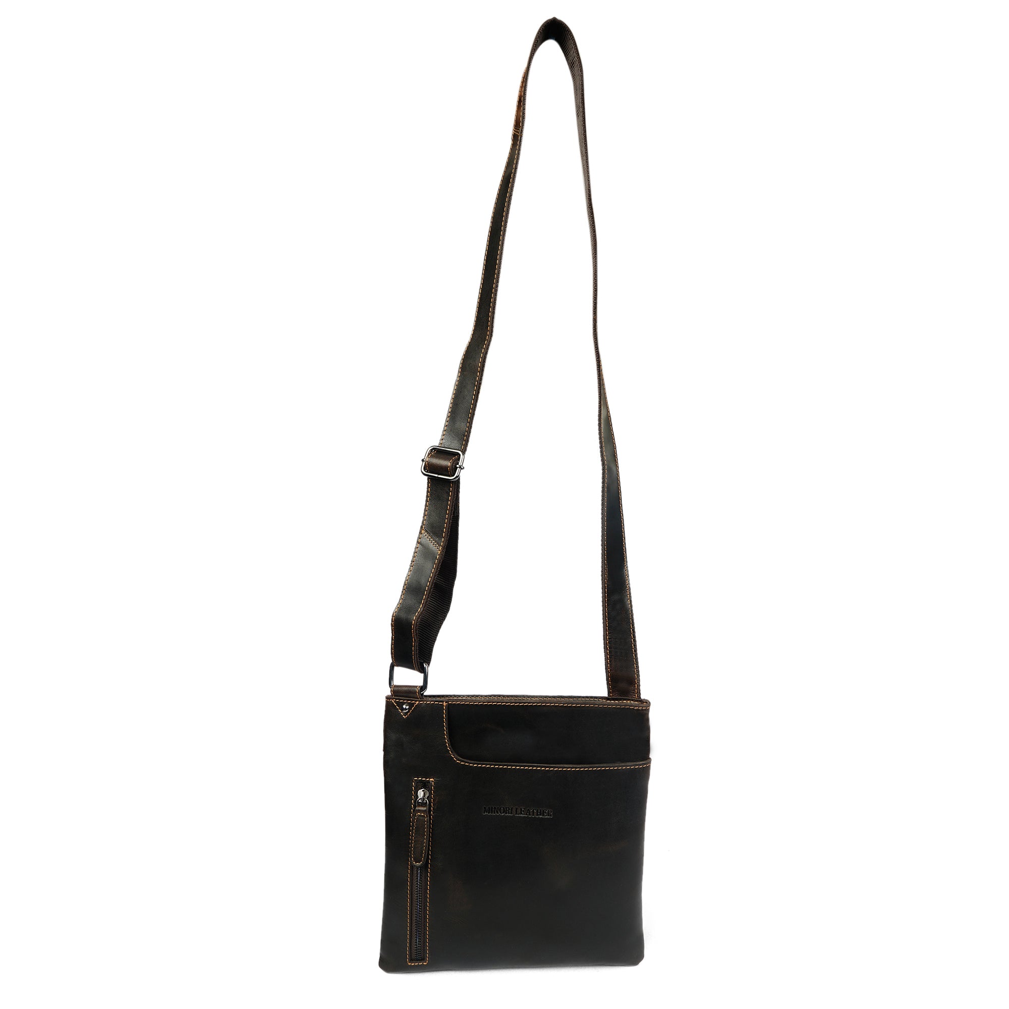 Carter Slim Leather Crossbody Bag in Brown - Minori Leather