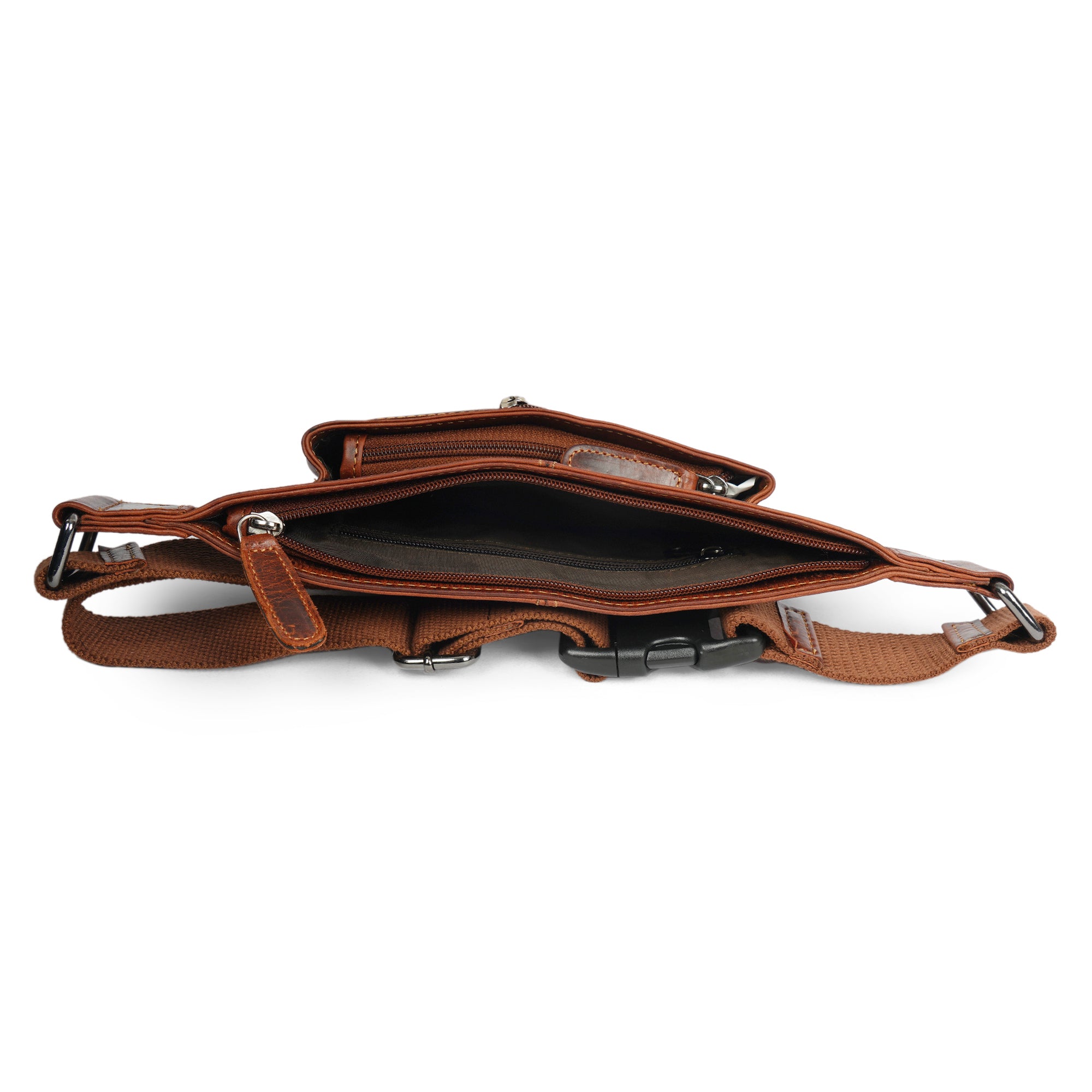 Unisex Osaka Leather Belt Bag in chestnut from Minori Leather, showing a stylish small fanny pack with adjustable strap and leather finish.