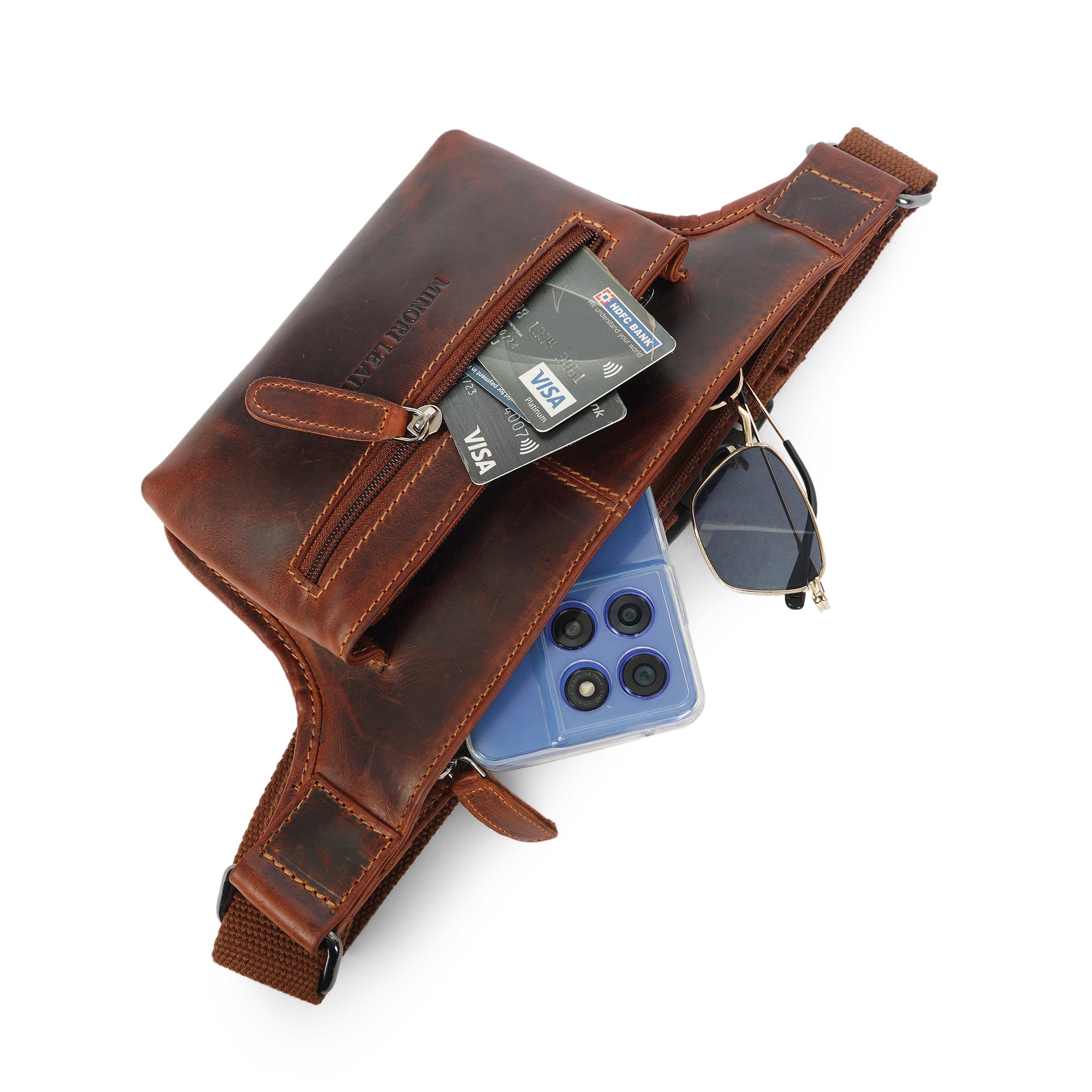 Osaka Leather Belt Bag – Unisex – Chestnut - Minori Leather