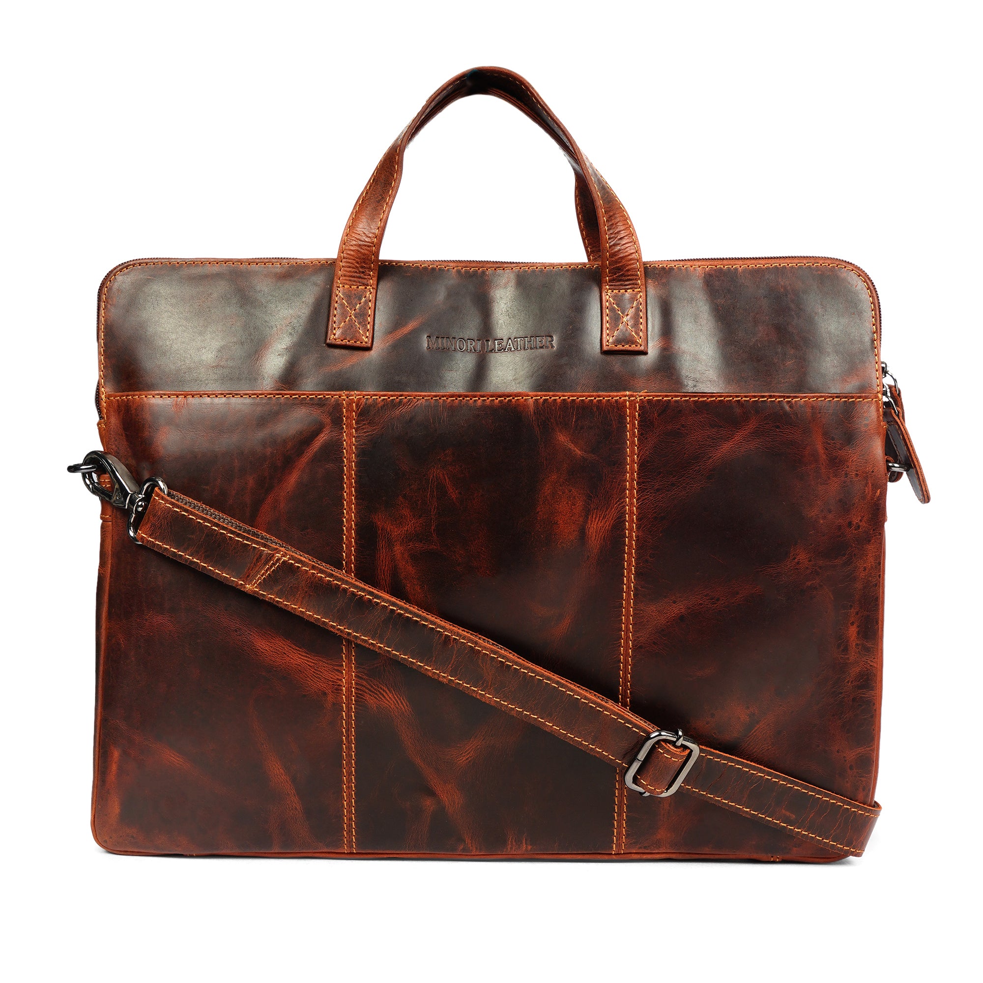 Santiago Leather Laptop Sleeve 16″– Unisex – Chestnut - Minori Leather