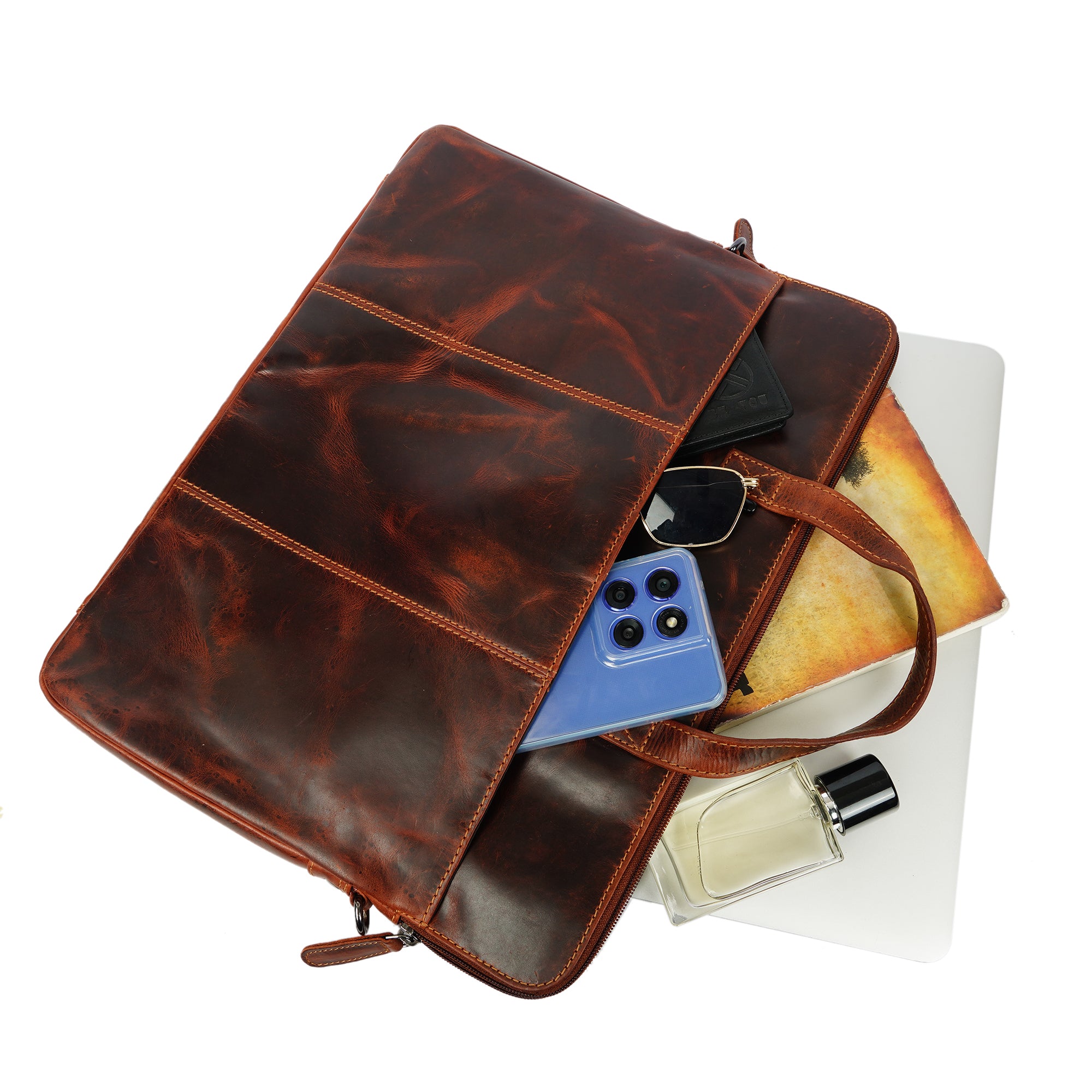Santiago Leather Laptop Sleeve 16″– Unisex – Chestnut - Minori Leather