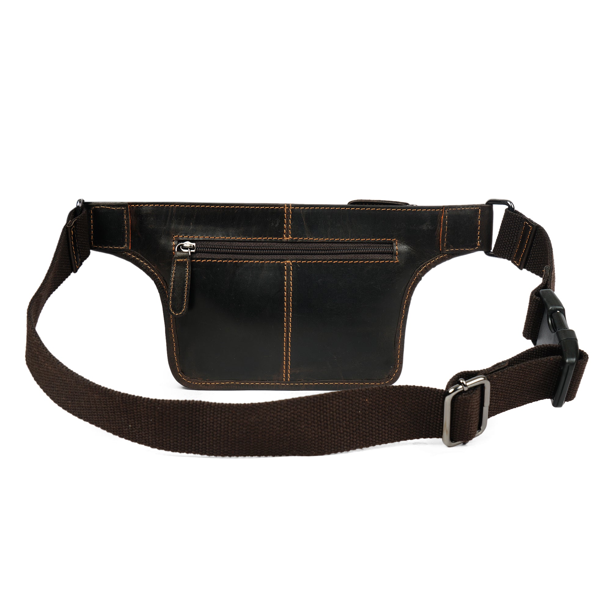 Brown Osaka Leather Belt Bag by Minori Leather, unisex fanny pack with adjustable strap and compact design for everyday use.