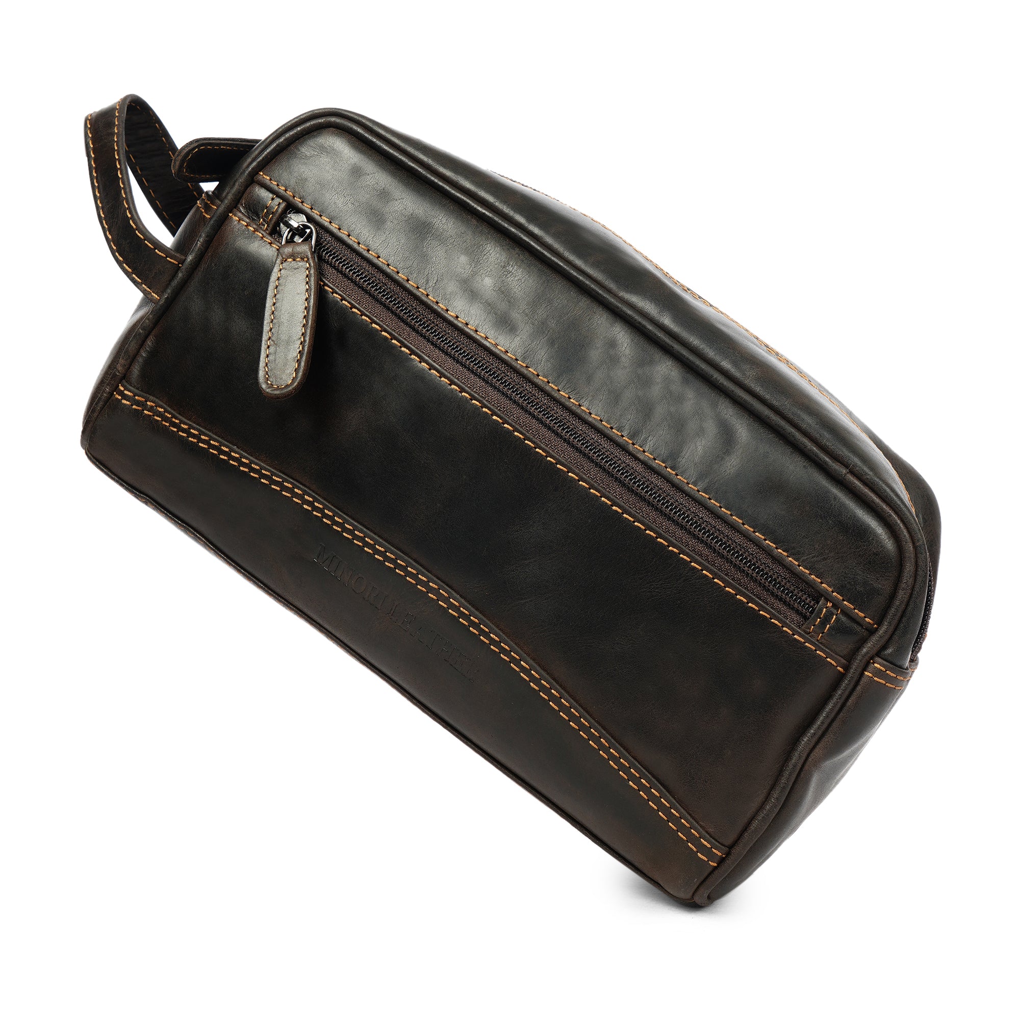 Montana Leather Toiletry Bag – Unisex – Brown - Minori Leather