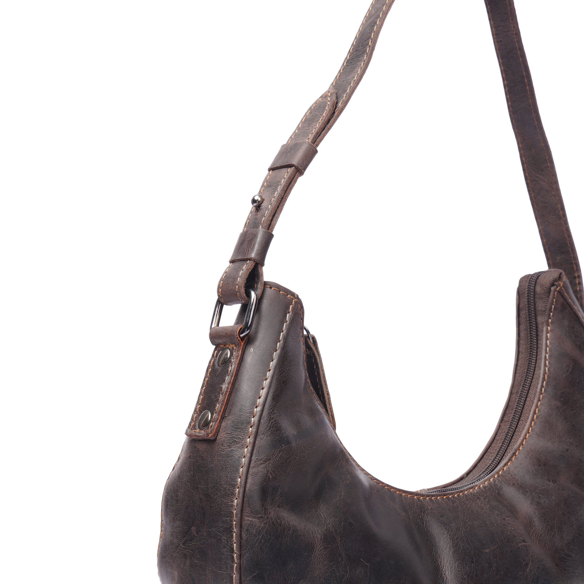 Minori Leather Selene Hobo Leather Shoulder Bag with adjustable strap and spacious interior, stylish for everyday use.