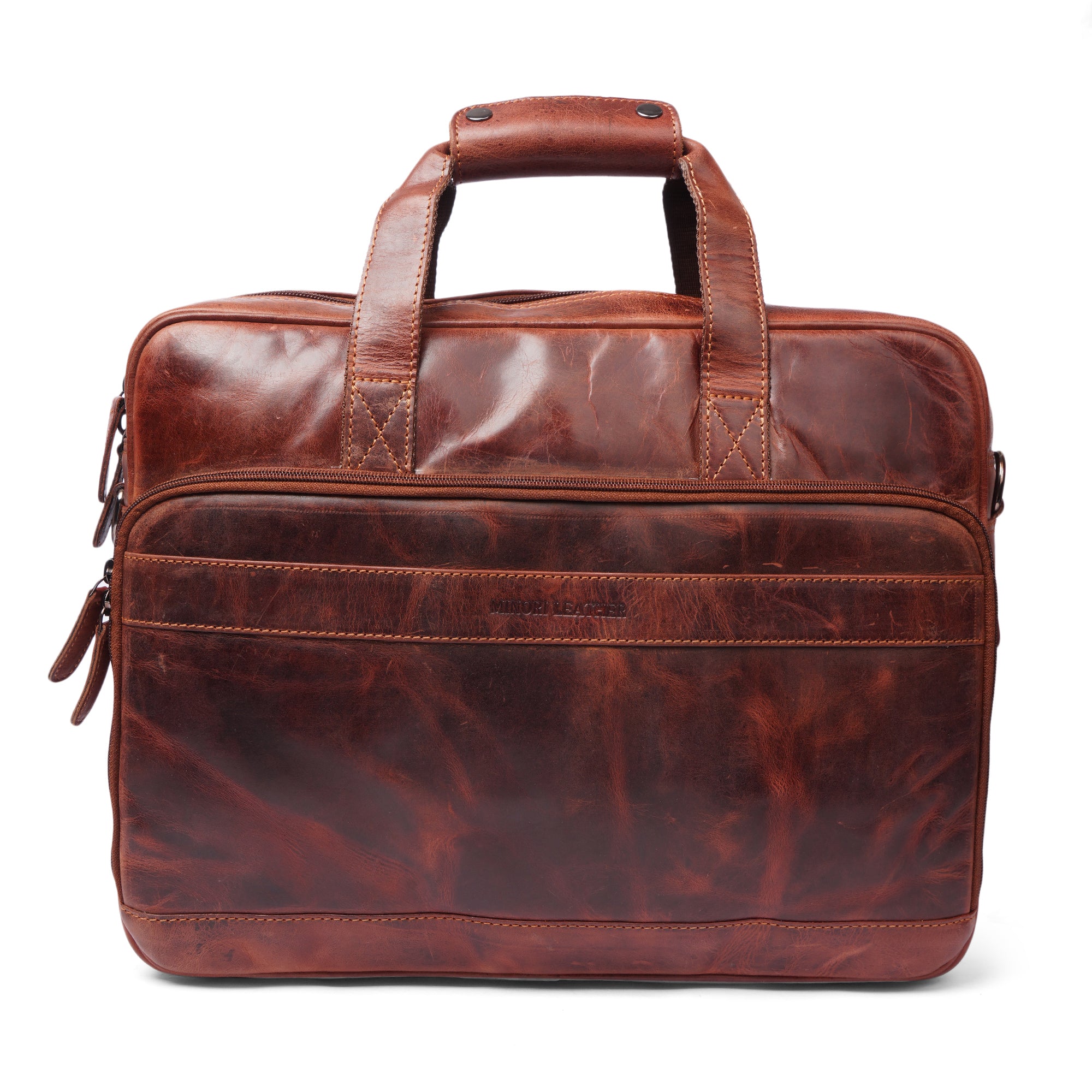 Sutton Briefcase 16" Chestnut - Minori Leather