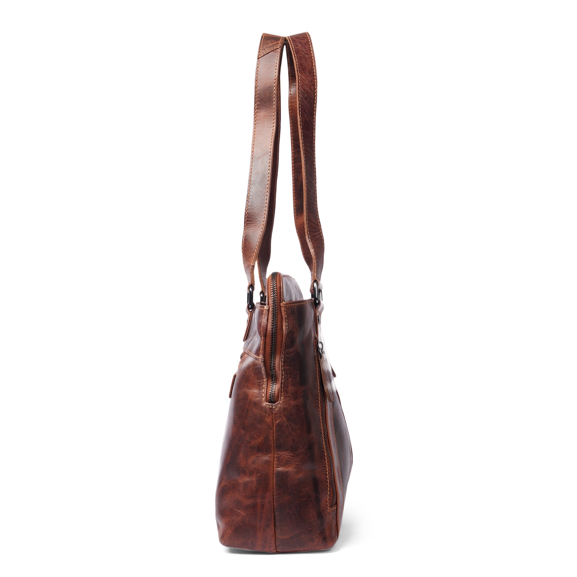 Minori Leather Camille leather laptop tote bag with sturdy handles and sleek design, perfect for work or travel.