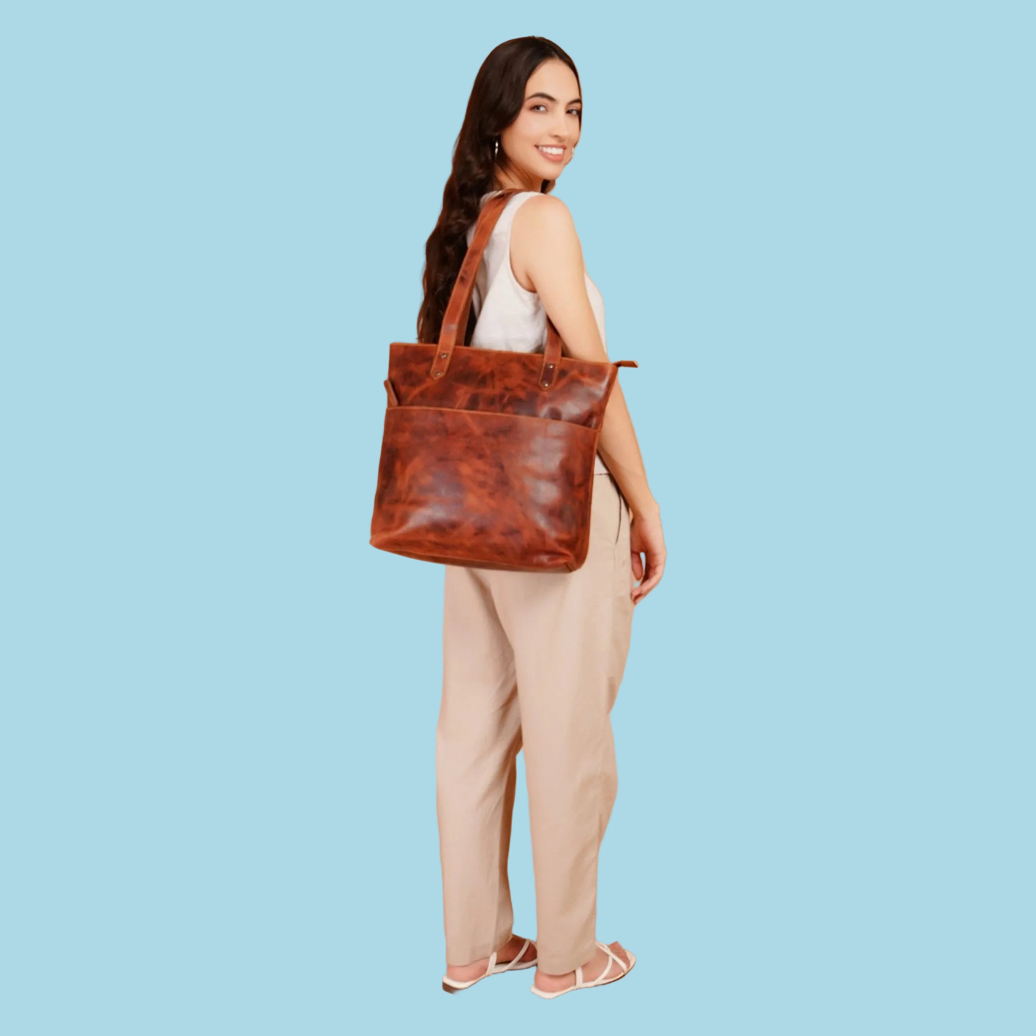 Rowan Tote Chestnut - Minori Leather