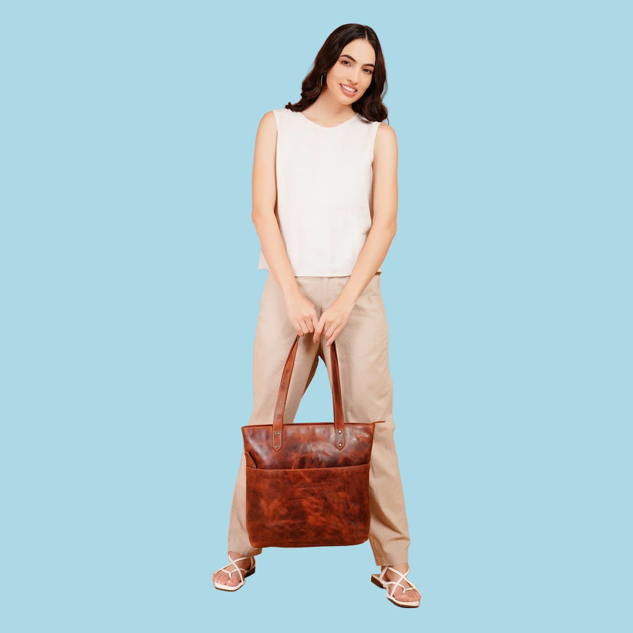 Rowan Tote Chestnut - Minori Leather