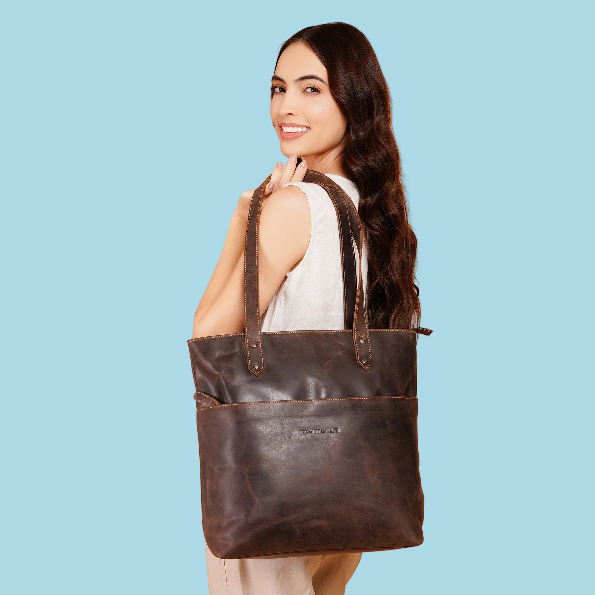 Rowan Tote Brown - Minori Leather