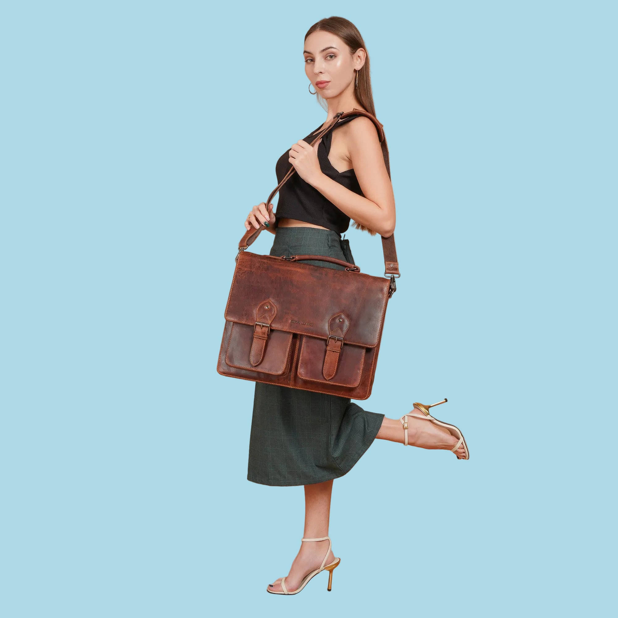 Cambridge Briefcase Chestnut - Minori Leather