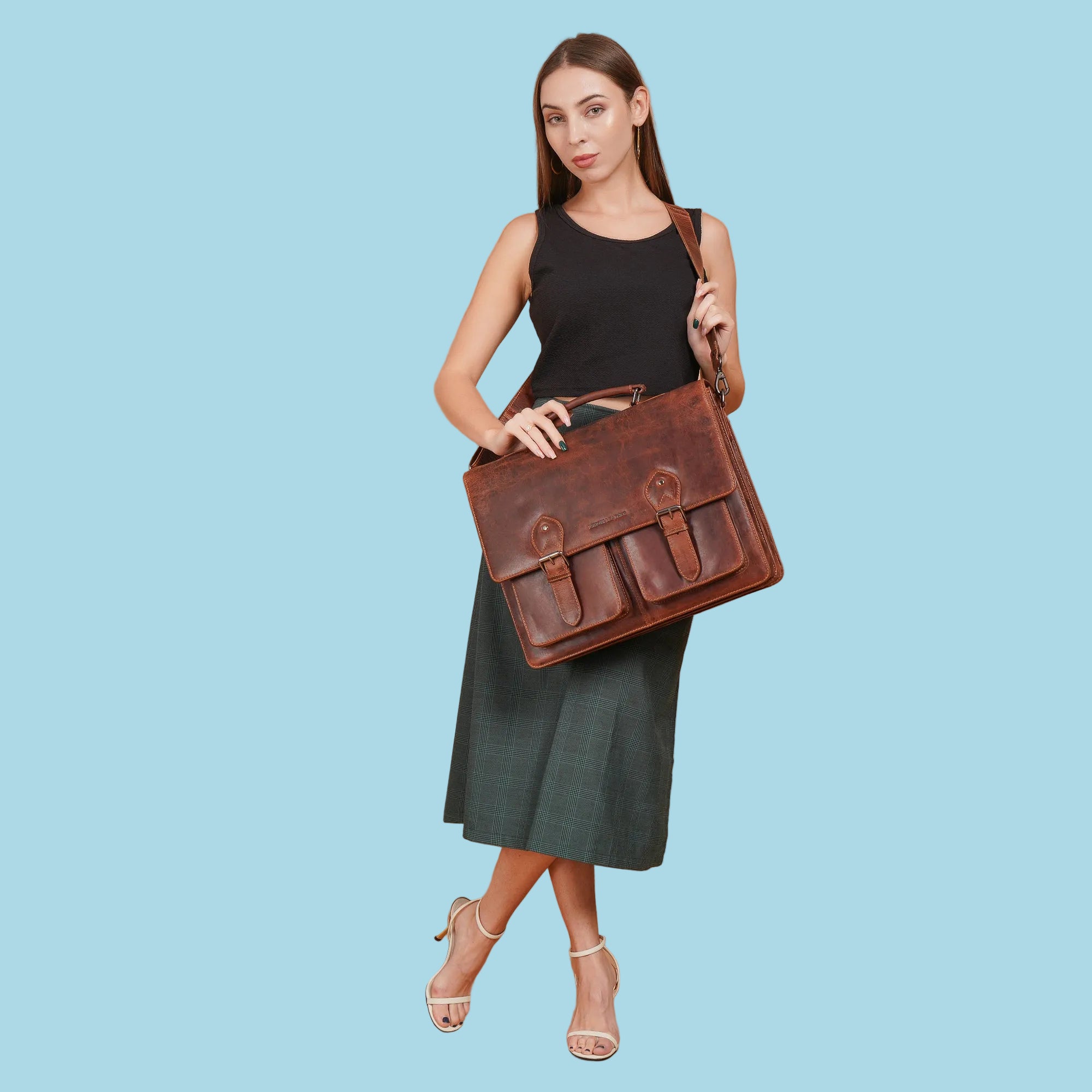 Cambridge Briefcase Chestnut - Minori Leather