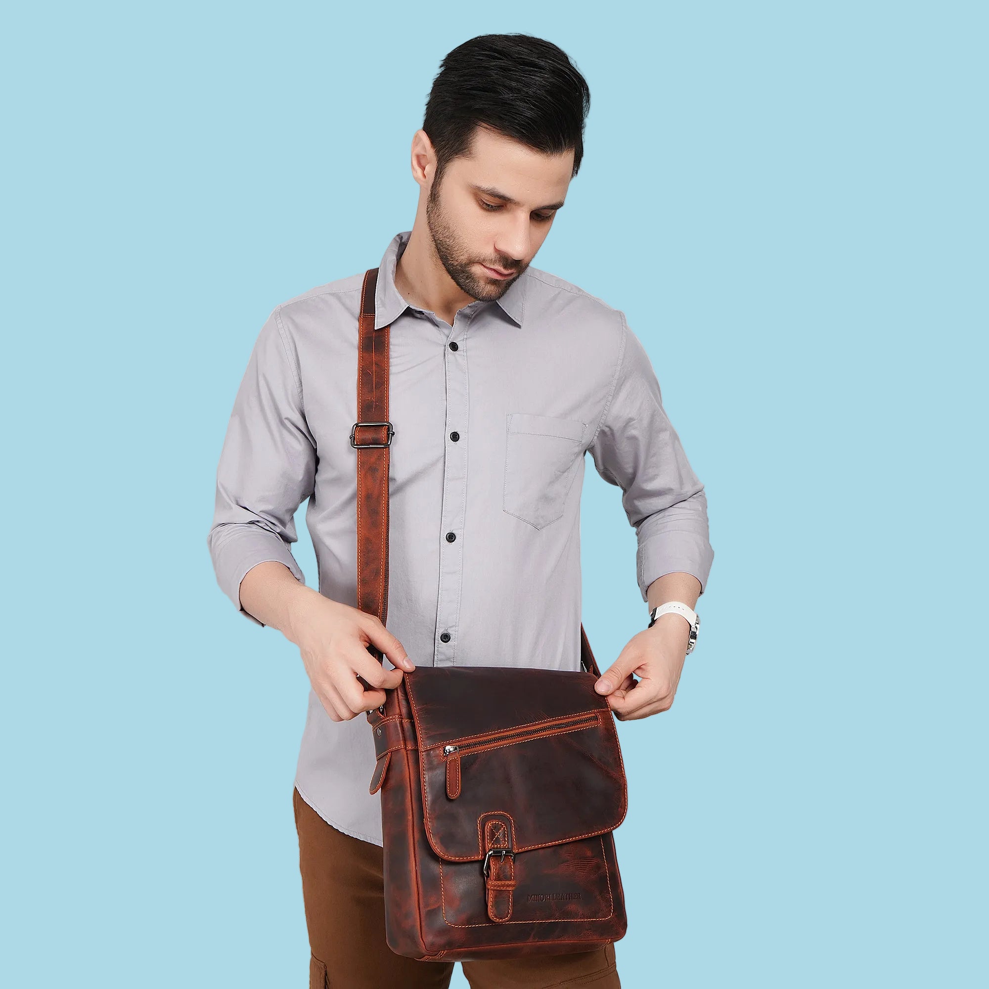 Raleigh Messenger Chestnut - Minori Leather