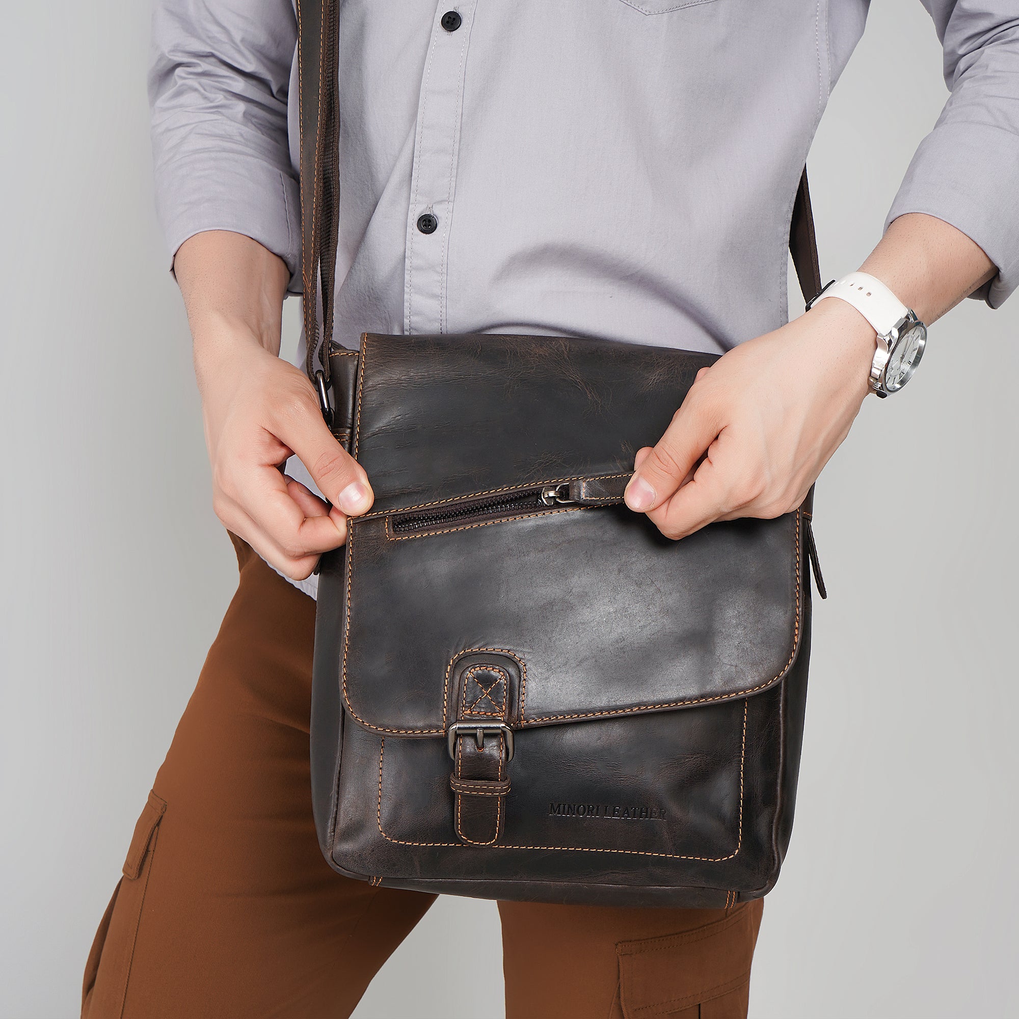 Raleigh Messenger Brown - Minori Leather