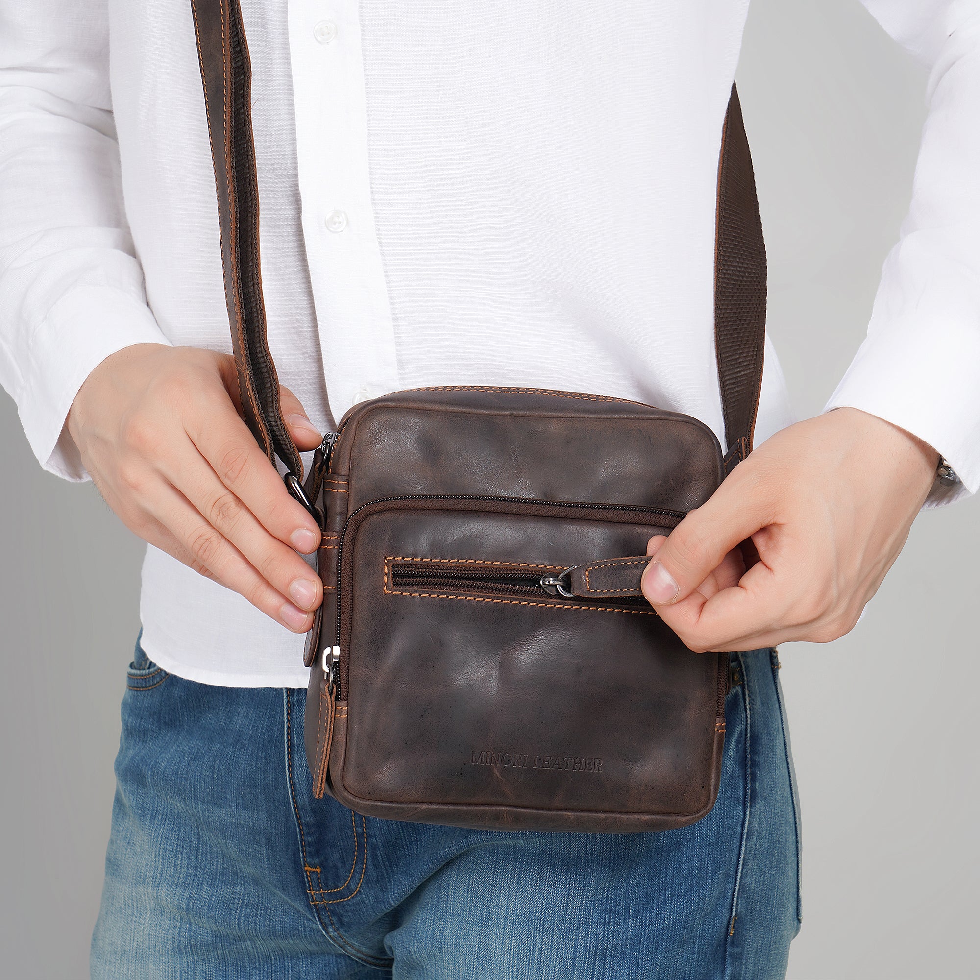 Cove Crossbody Brown - Minori Leather