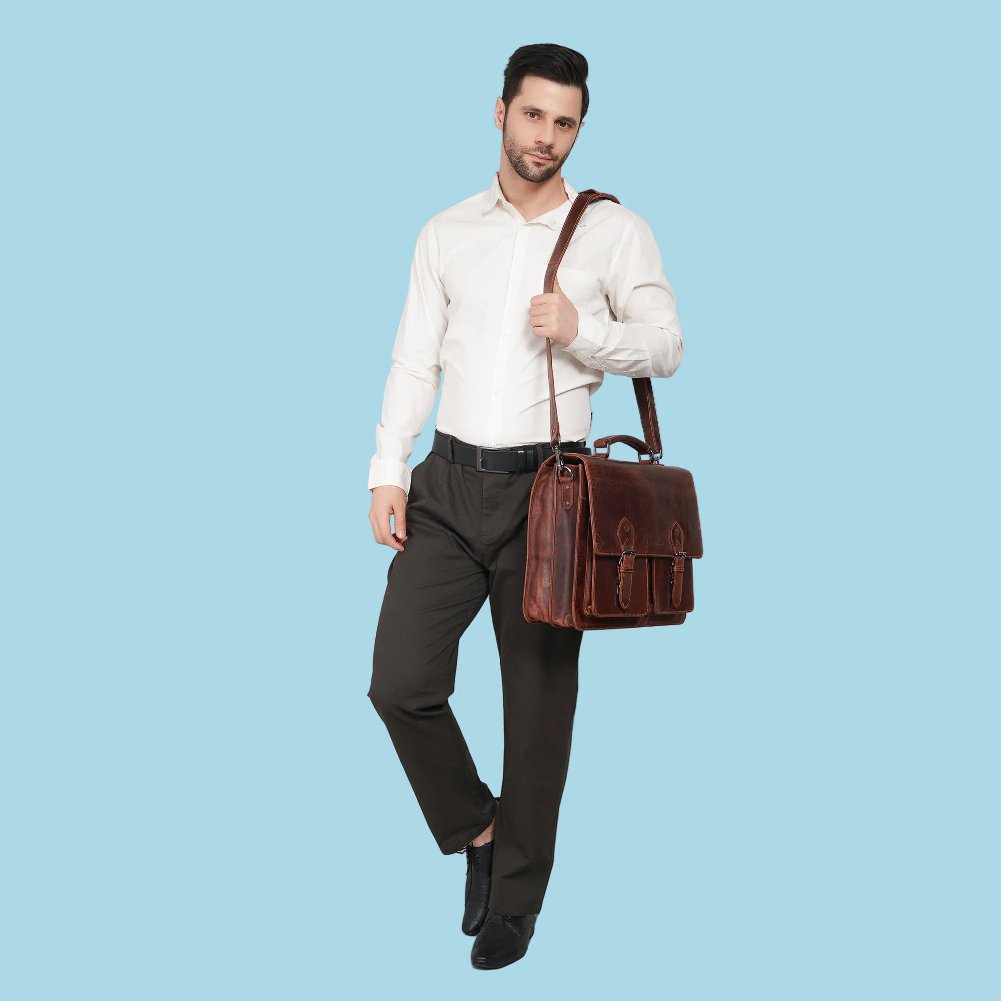 Cambridge Leather Briefcase Chestnut - Minori Leather