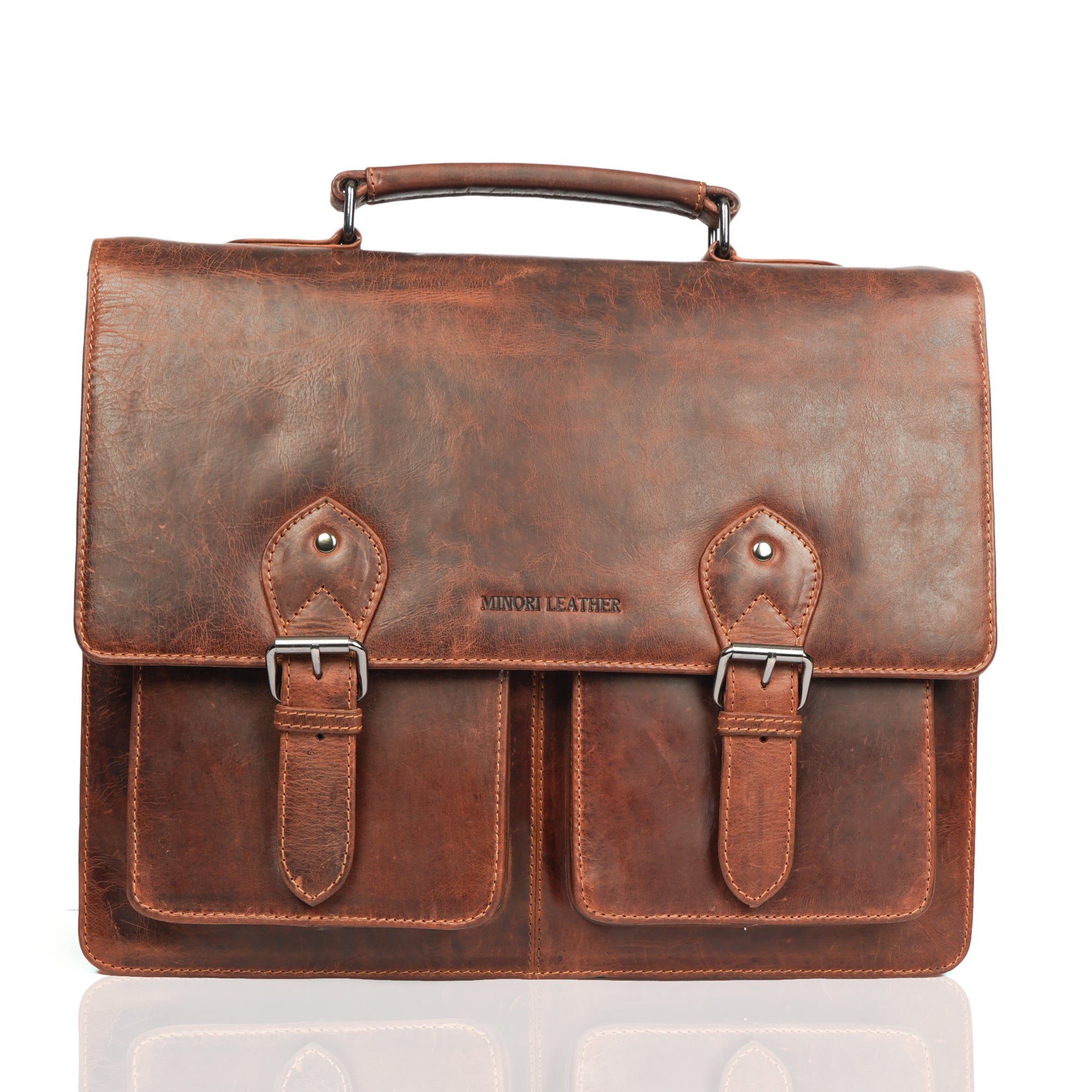 Cambridge Briefcase Chestnut - Minori Leather