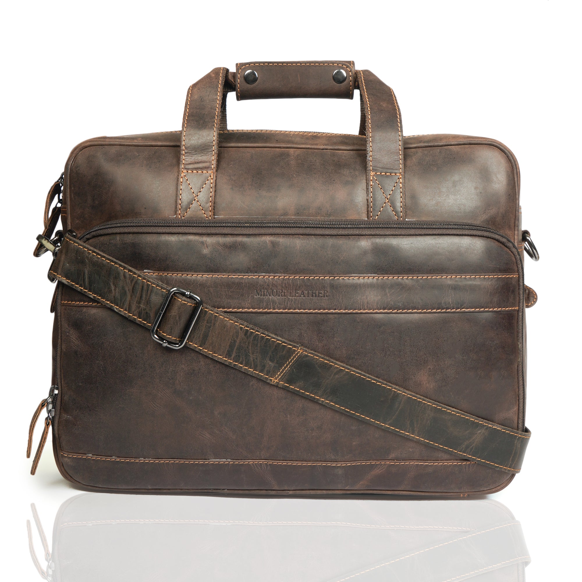 Sutton Briefcase 16" Brown - Minori Leather
