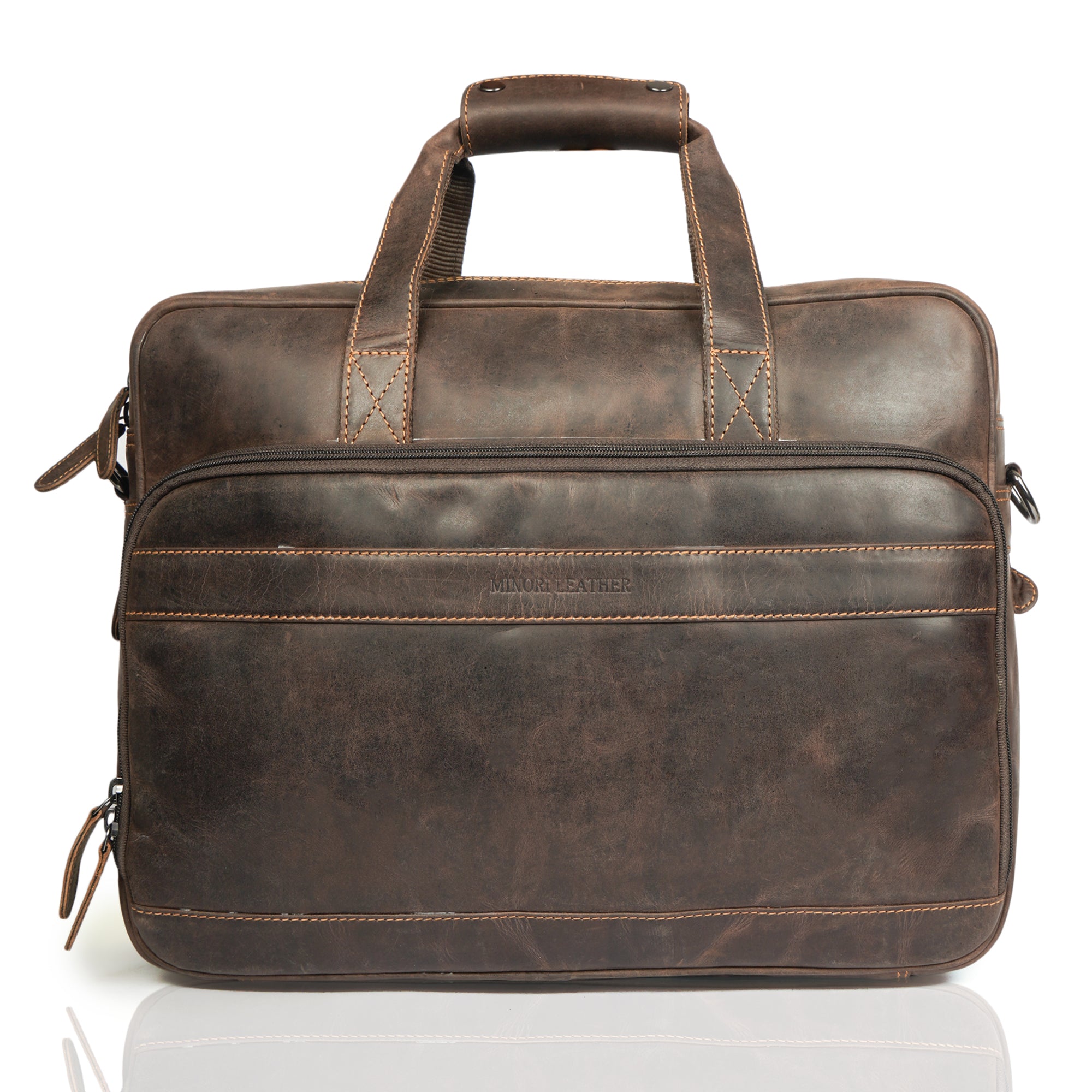Sutton Briefcase 16" Brown - Minori Leather