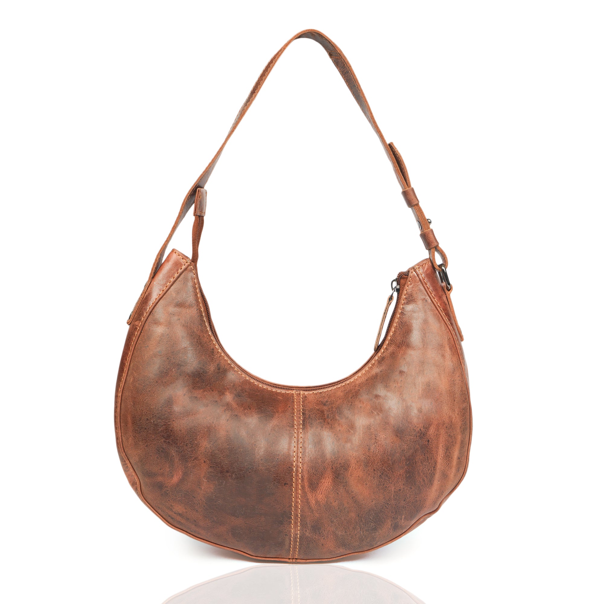 Minori Leather Selene Hobo Shoulder Bag in smooth leather with adjustable strap and minimalist design.
